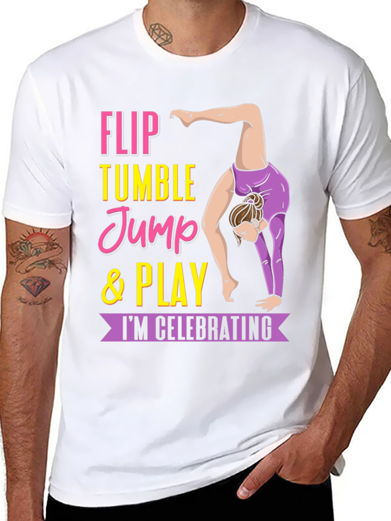 Black Gymnastics T-Shirt - Flip, Tumble, Jump & Play Tee view 8