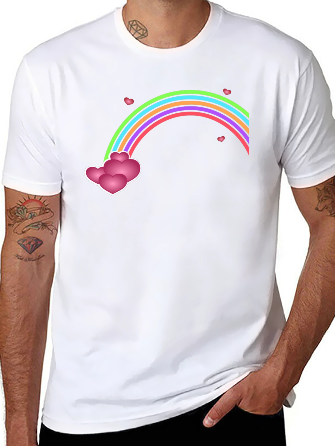 Black Rainbow Heart Cloud Black T-Shirt view 8