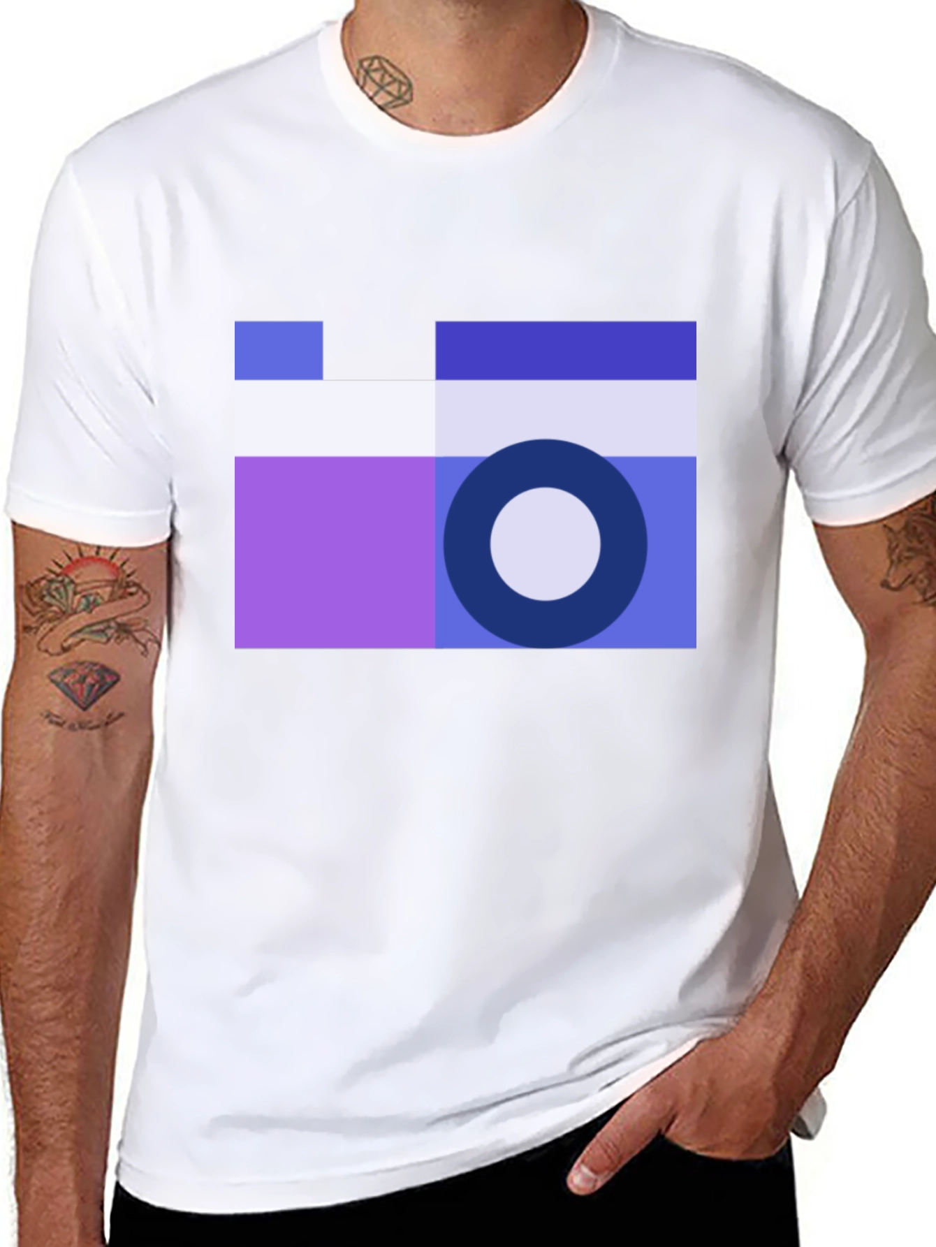 Black Geometric Camera Graphic Tee - Cool Minimalist Design view 8