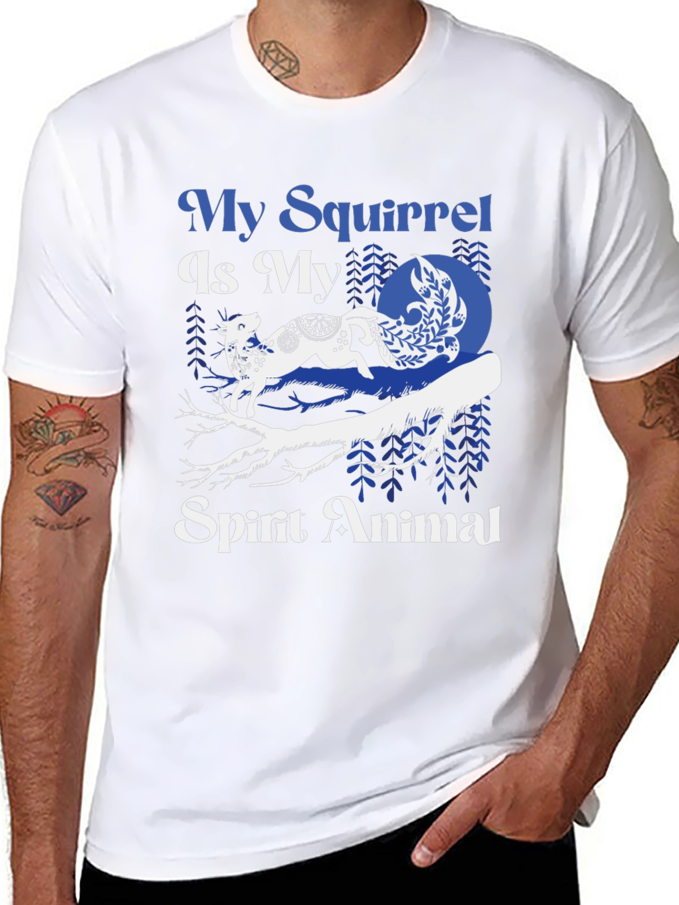 Black My Squirrel Is My Spirit Animal Black Tee view 8