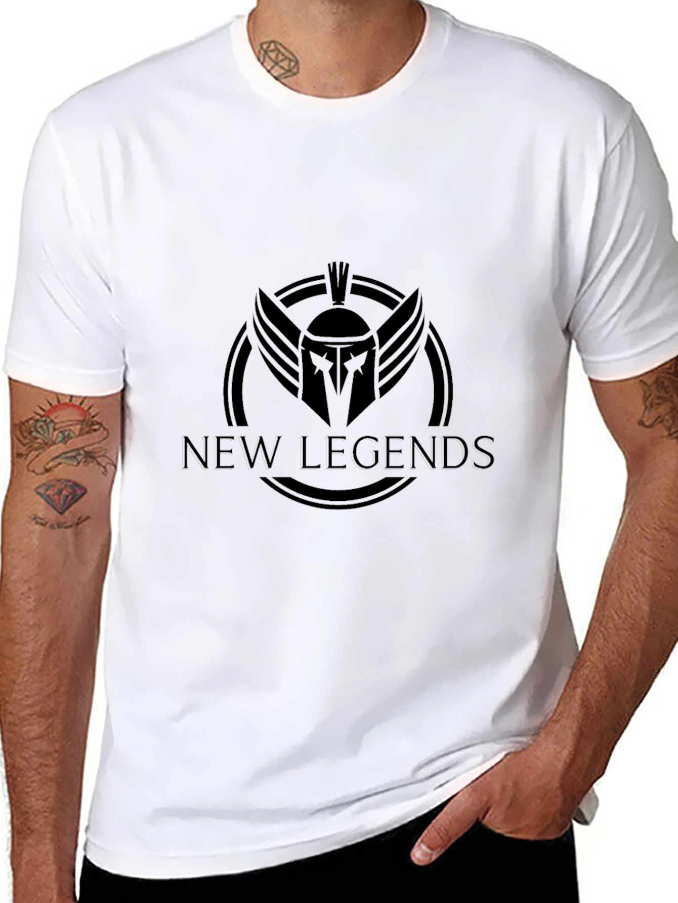 Black New Legends Graphic Tee - Spartan Helmet Logo Black T-Shirt view 8