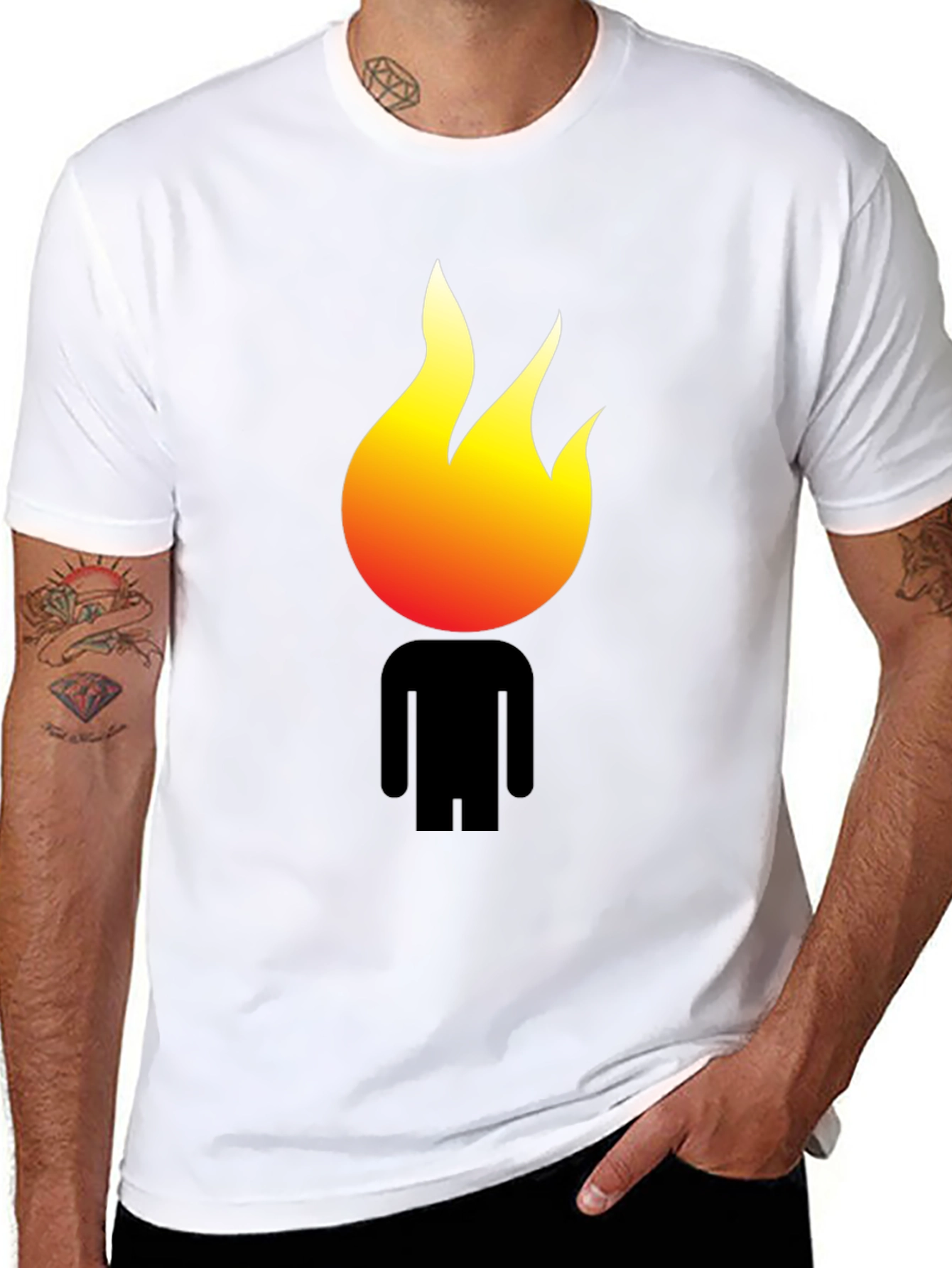 Black Flame Head Graphic Black T-Shirt view 8
