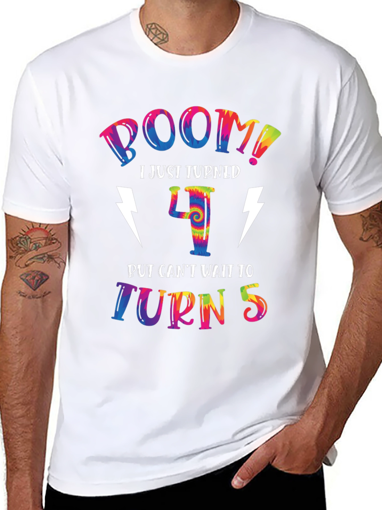 Black Boom! I Just Turned 4 T-Shirt view 8