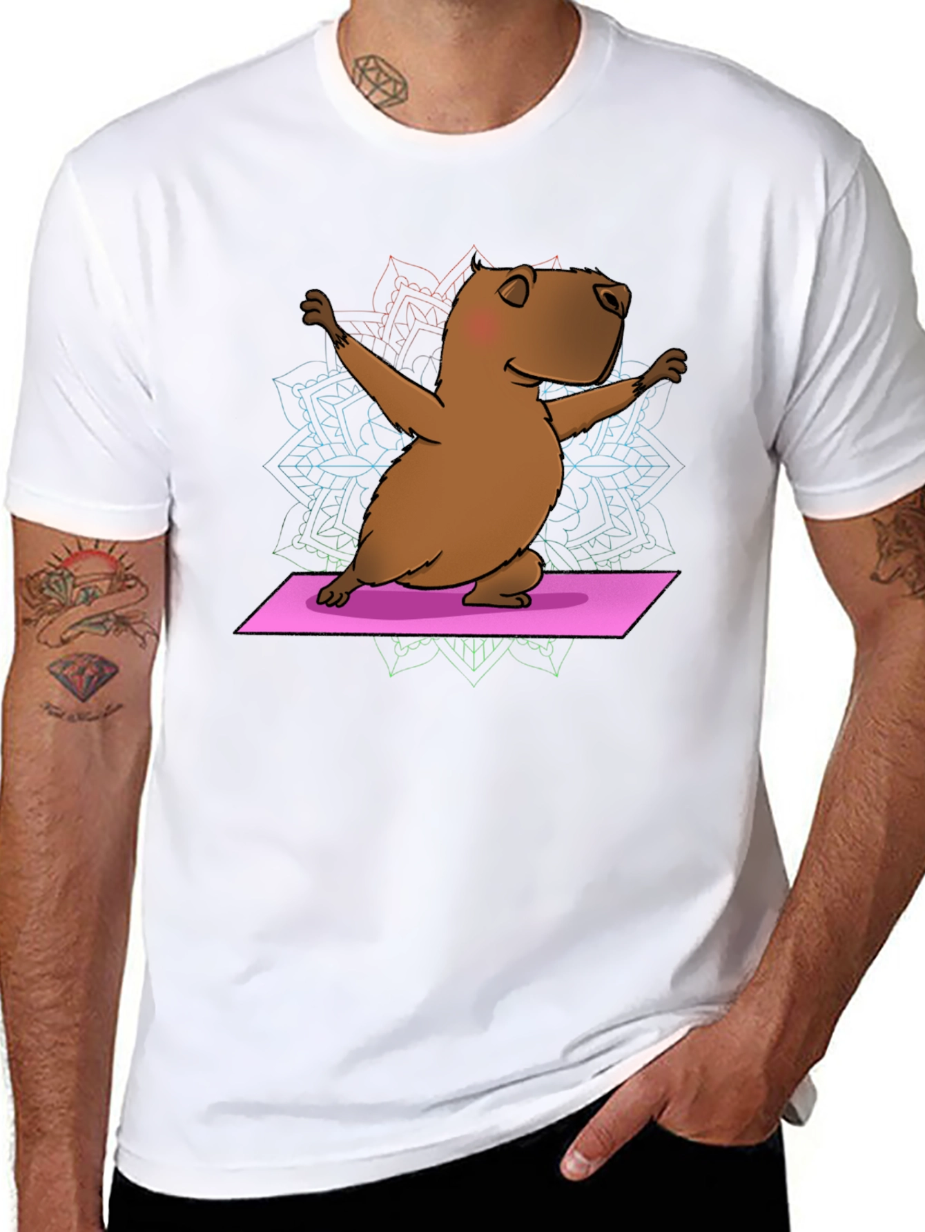 Black Yoga Capybara T-Shirt - Funny Meditation Tee view 8