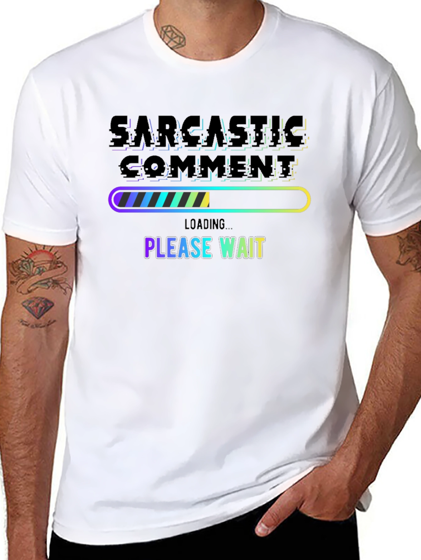 Black Sarcastic Comment Loading Funny Graphic Tee view 8