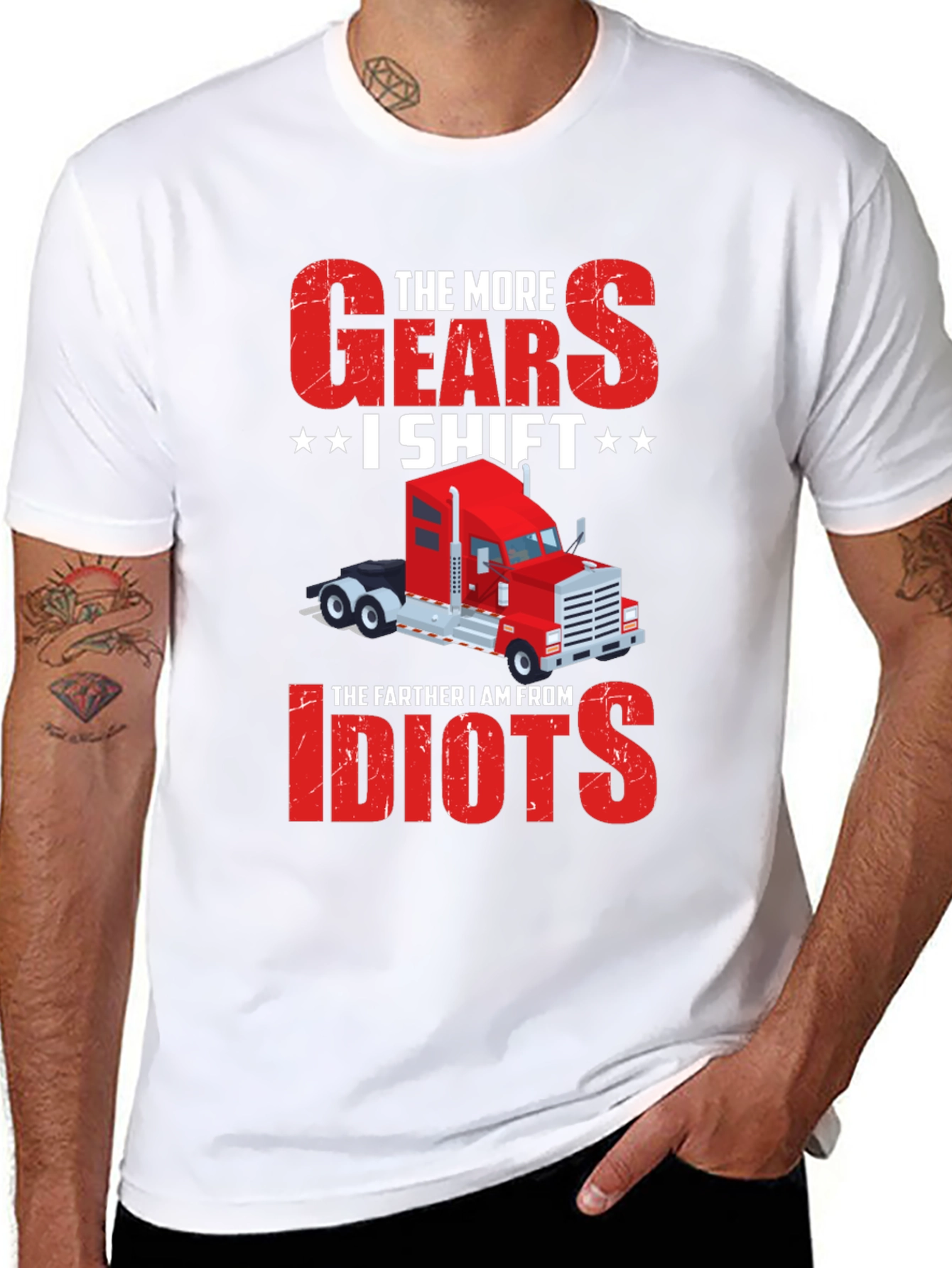 Black Trucker's Gears T-Shirt - Funny Truck Driver Gift view 8