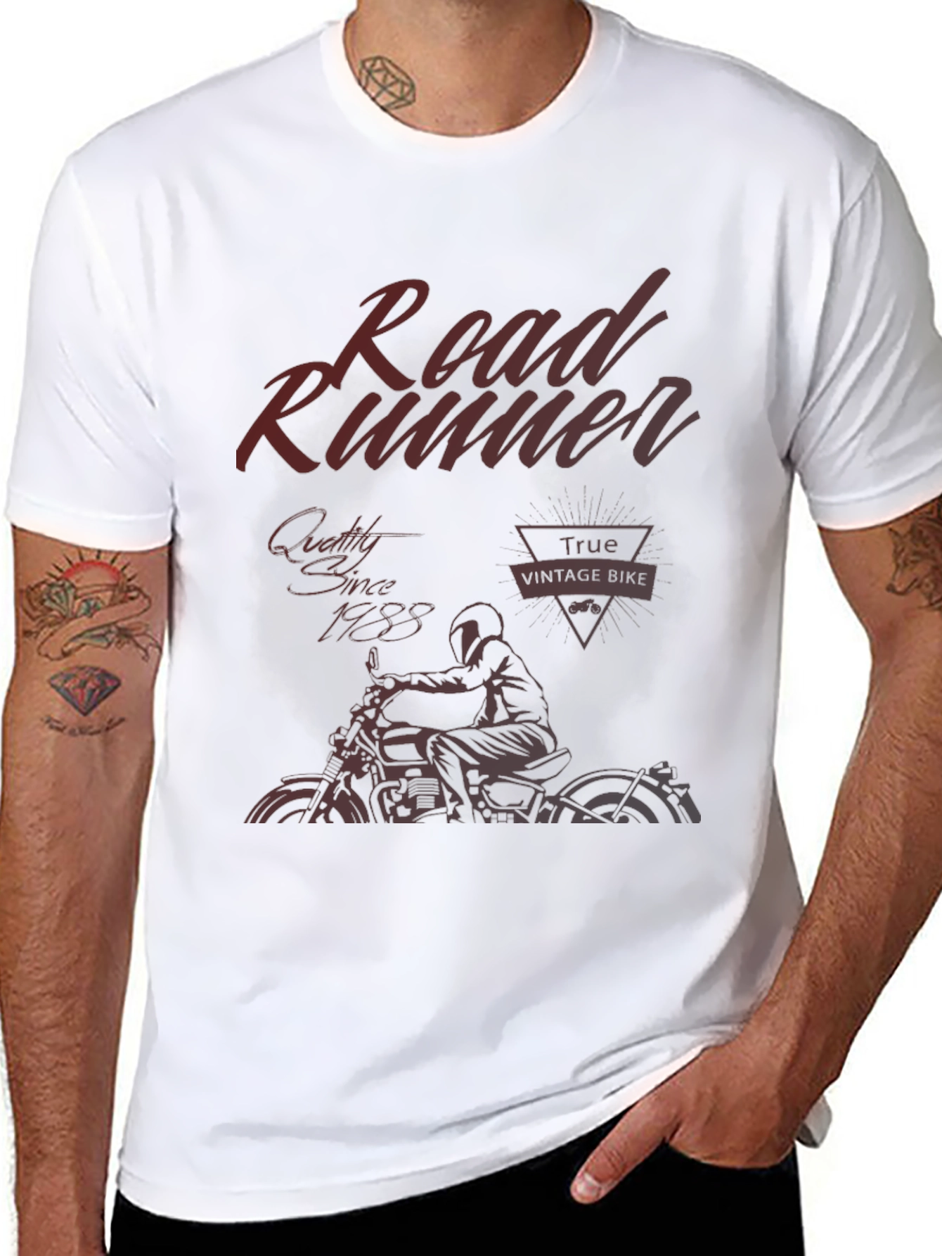 Black Road Runner Vintage Bike T-Shirt - Black view 8