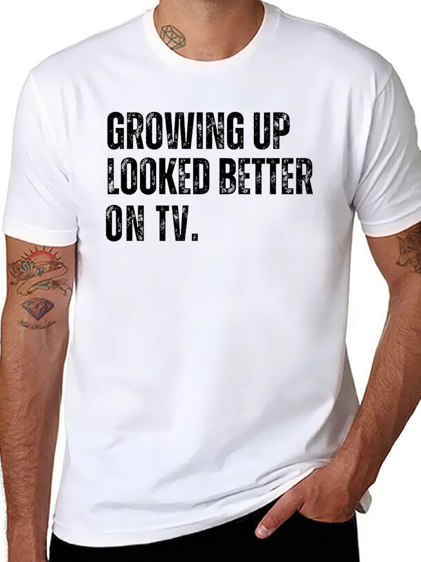Growing Up Looked Better On TV Black T-Shirt - 8