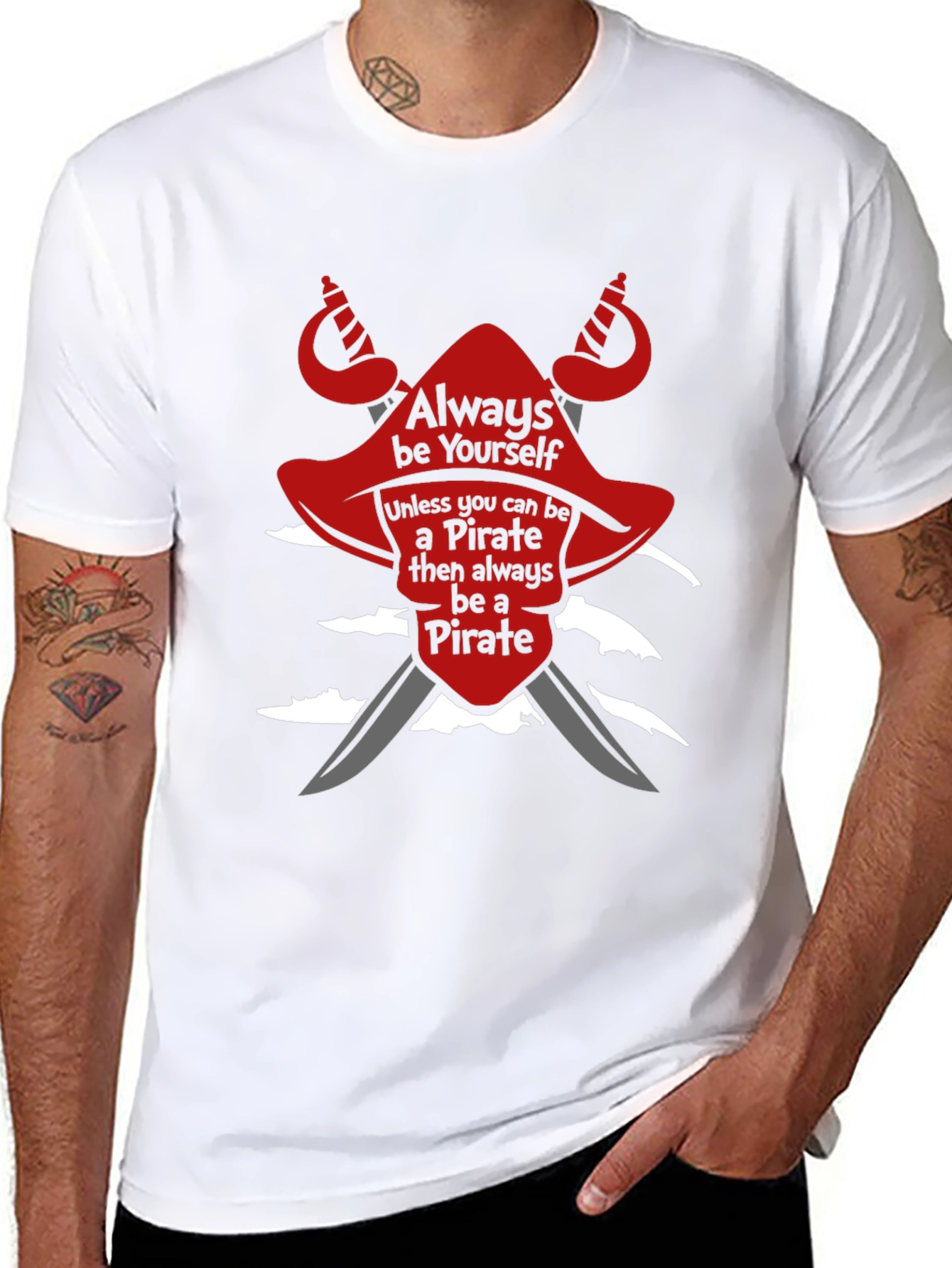 Black Pirate T-Shirt: Always Be Yourself Novelty Tee view 8