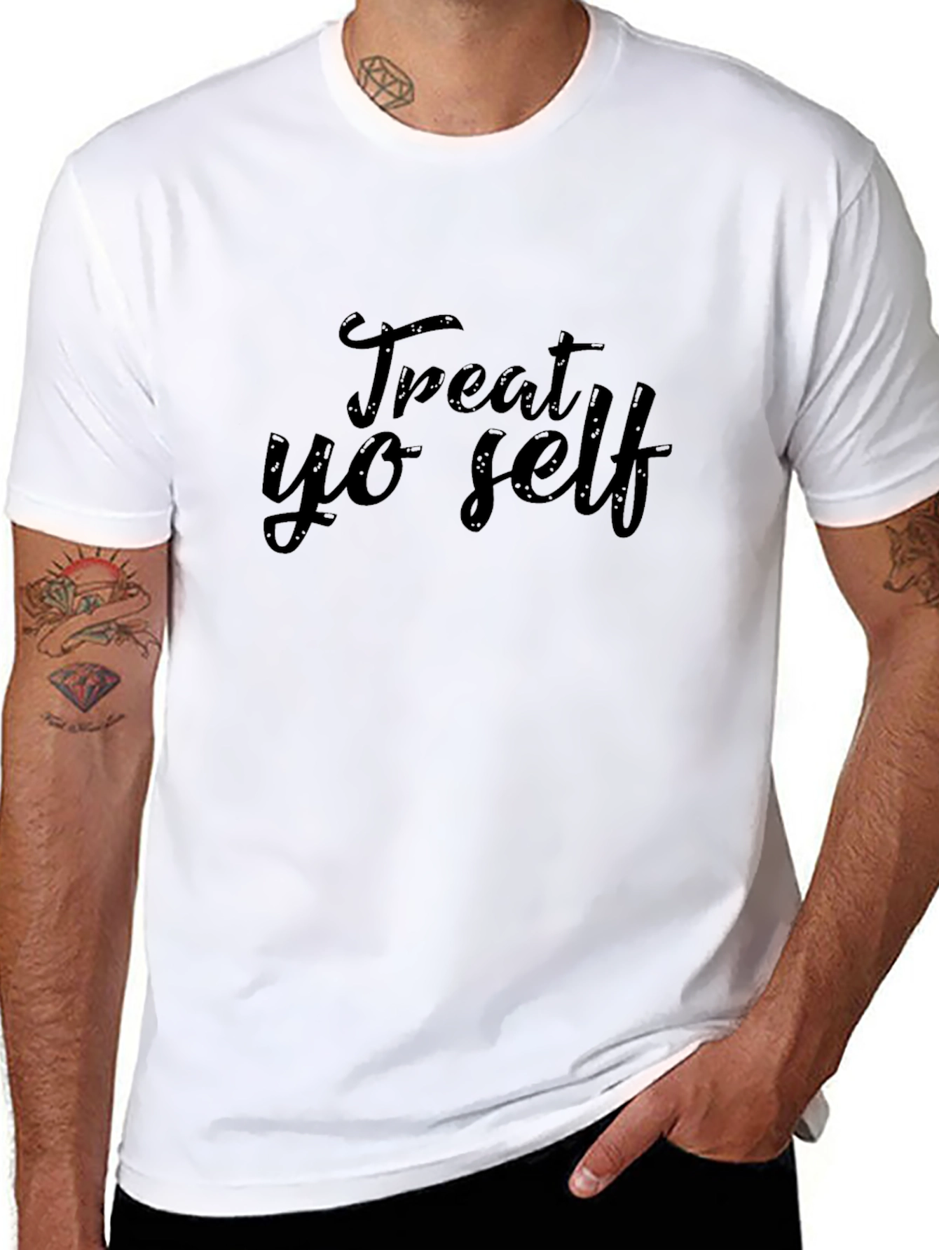 Black Treat Yo Self Black Graphic Tee view 8