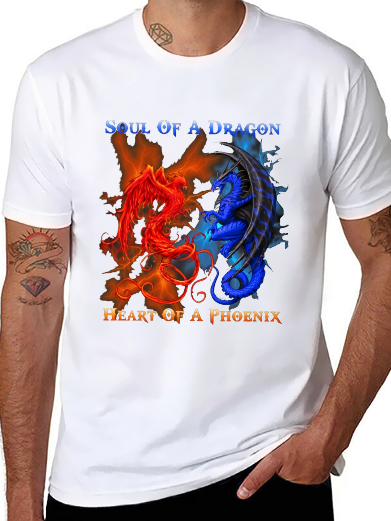 Soul of Dragon Heart of Phoenix Black T-Shirt - 8