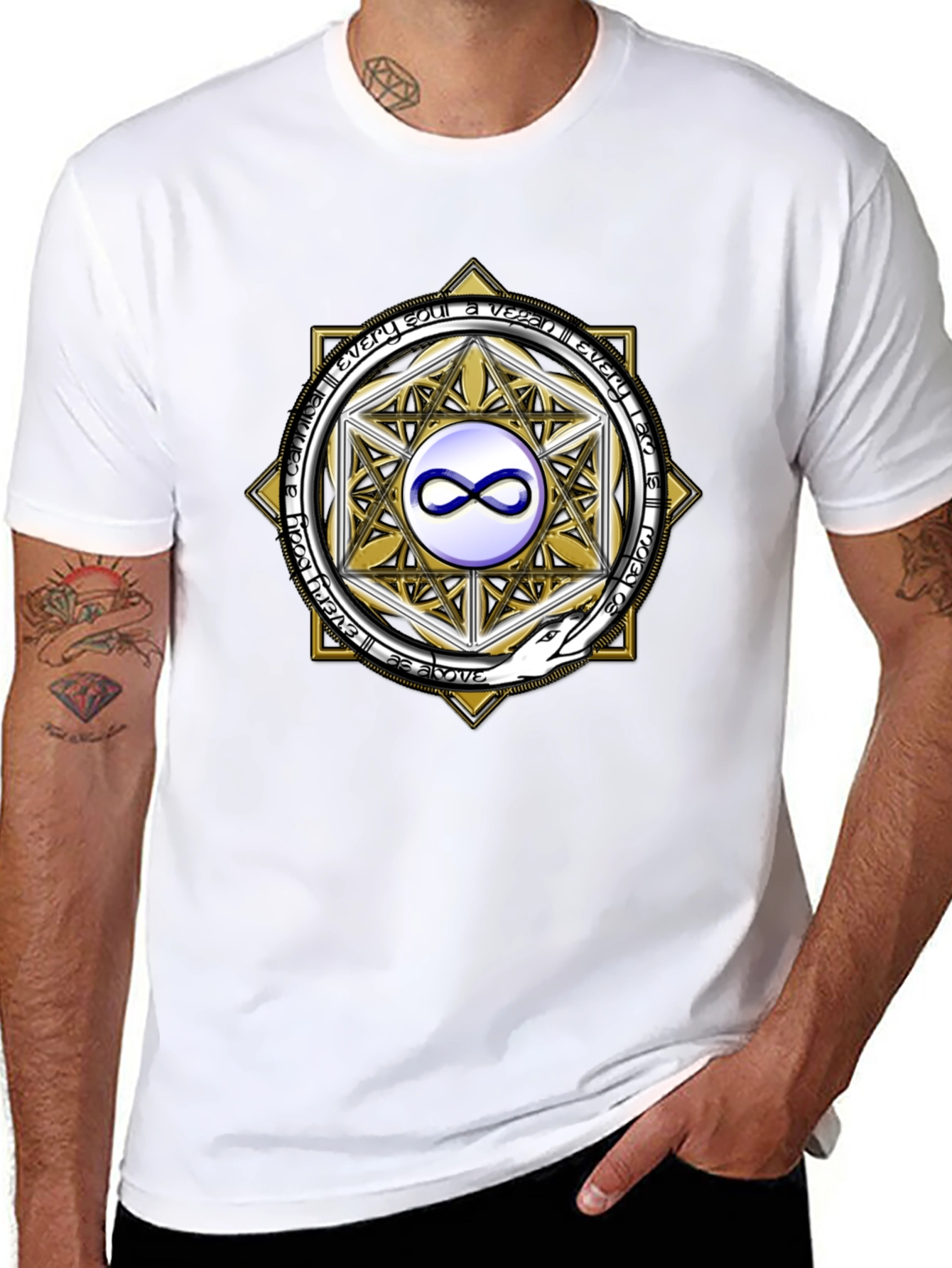 Black Esoteric Infinity Symbol Graphic Tee - Unisex Black T-Shirt view 8