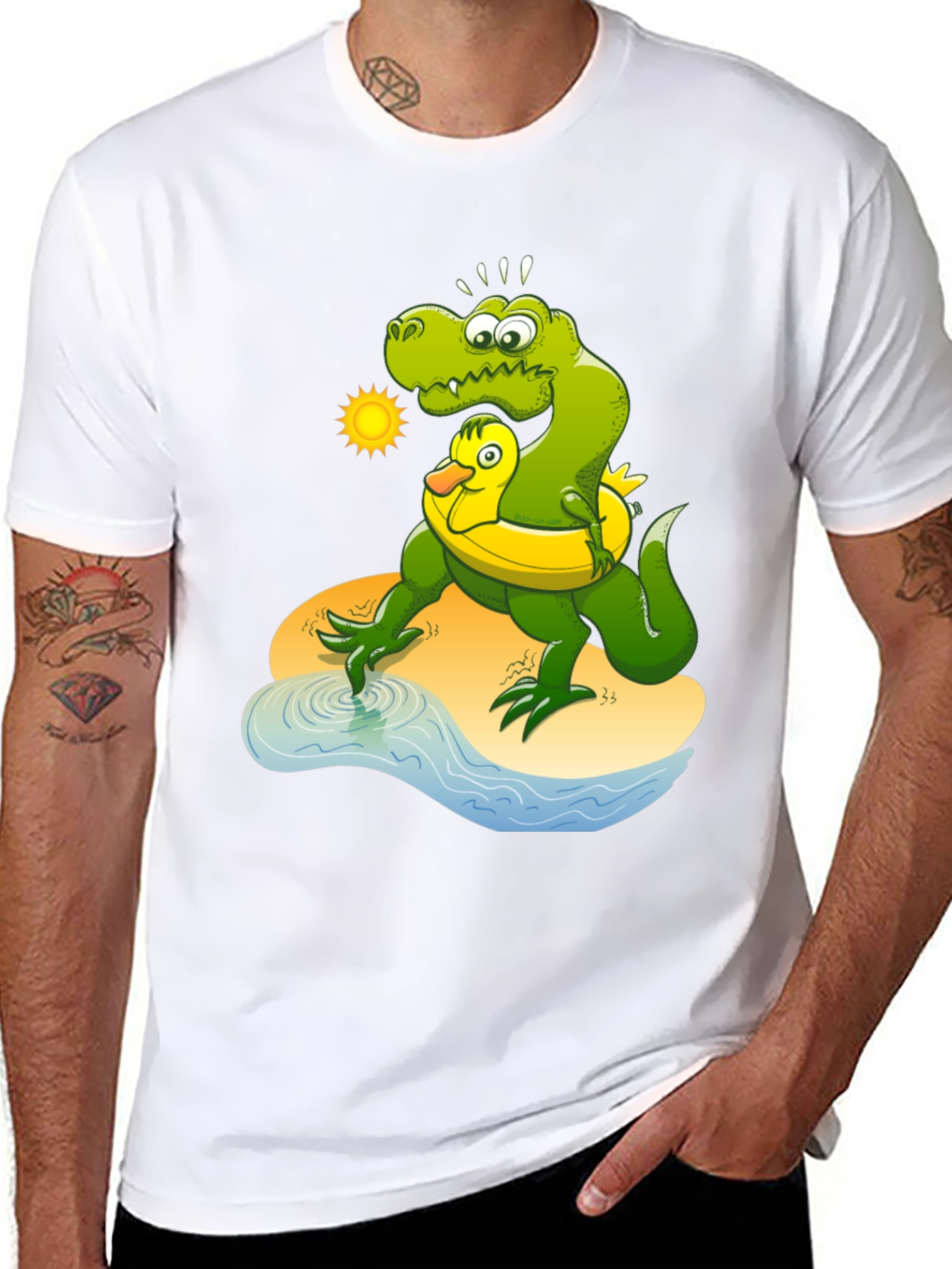 Black Dino & Duck Beach T-Shirt view 8