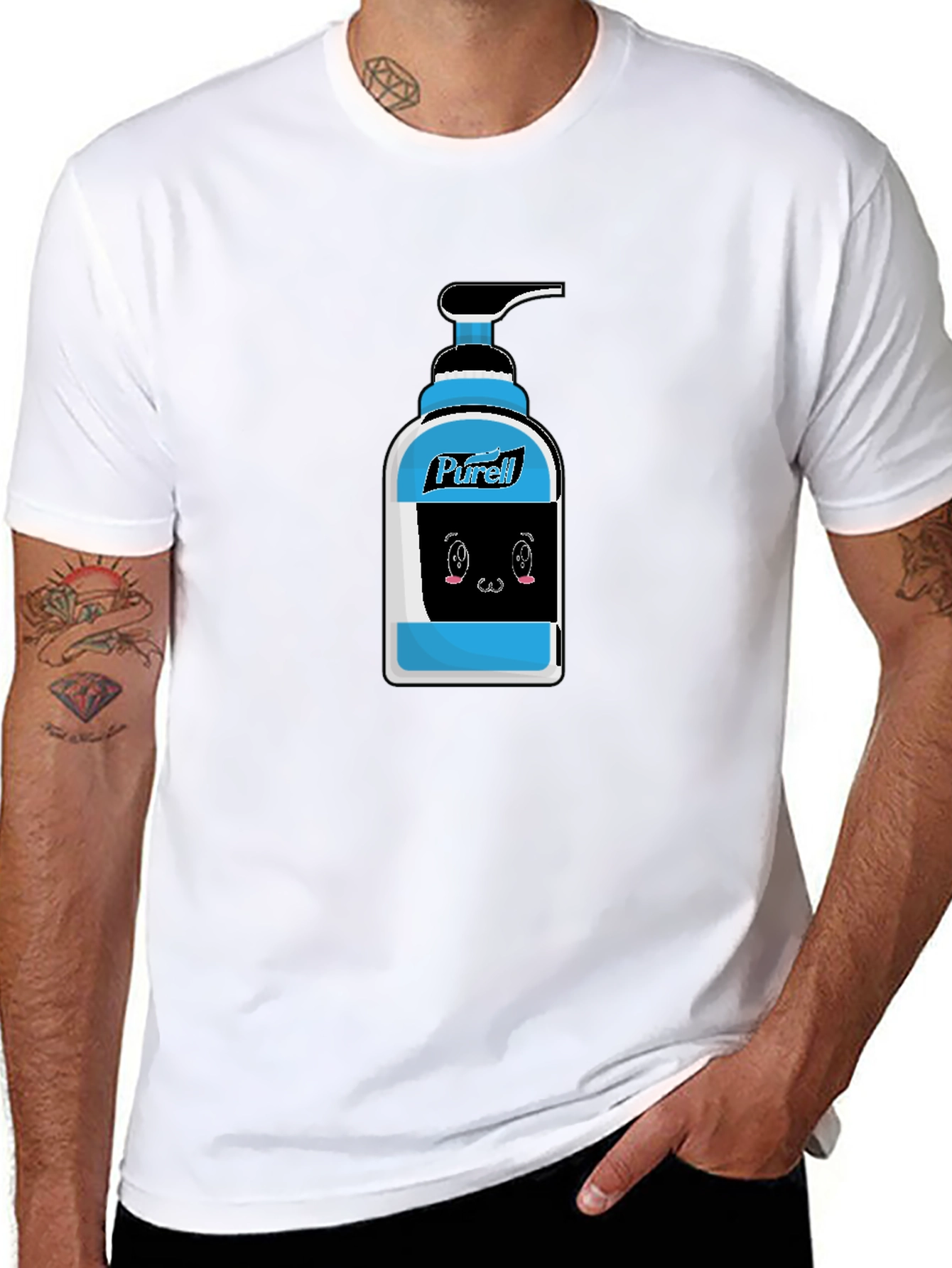Black Purell Cartoon Graphic Black T-Shirt view 8