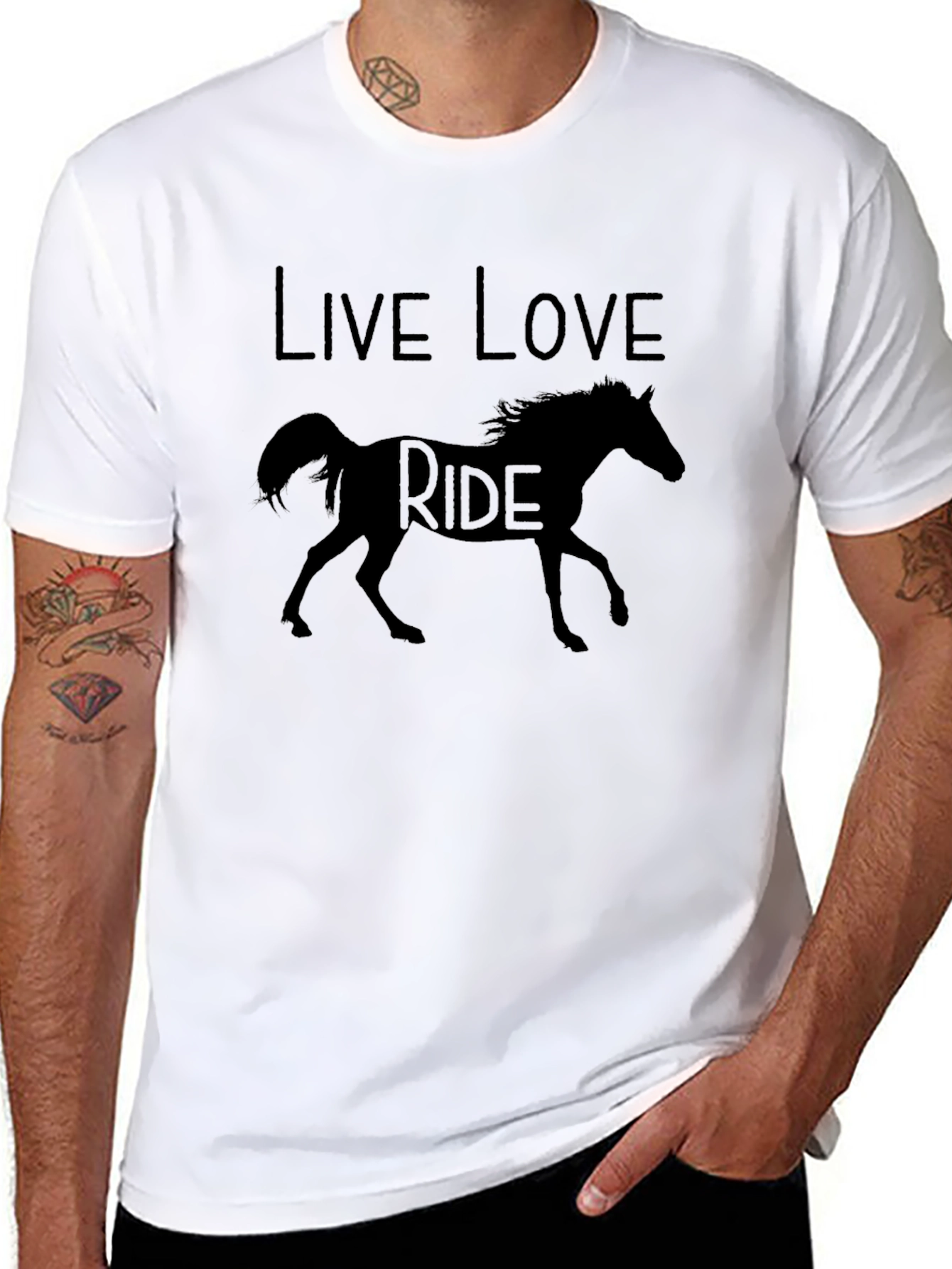 Black Live Love Ride Horse Graphic T-Shirt view 8