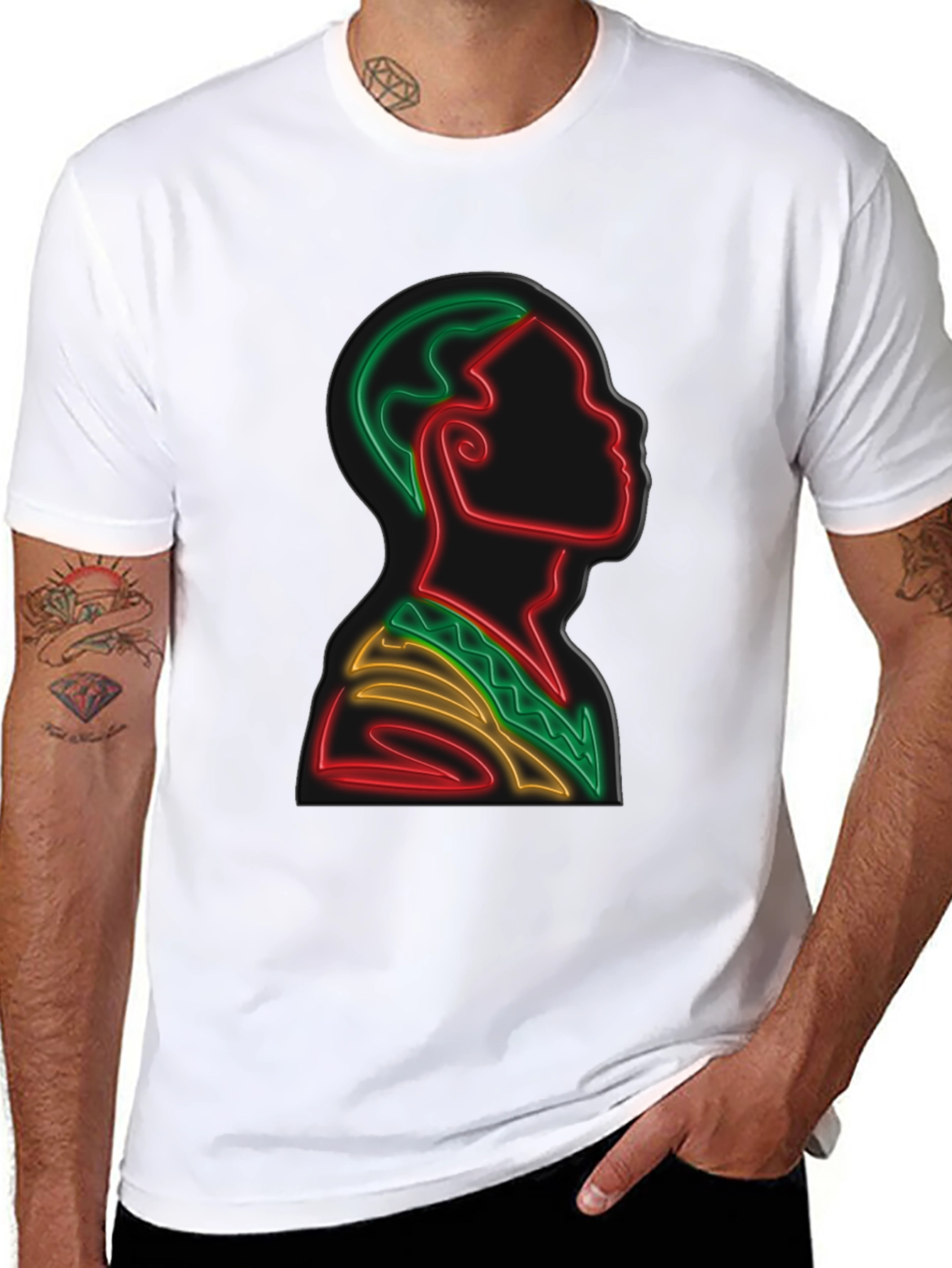 Black Neon Portrait Graphic Tee - Black view 8