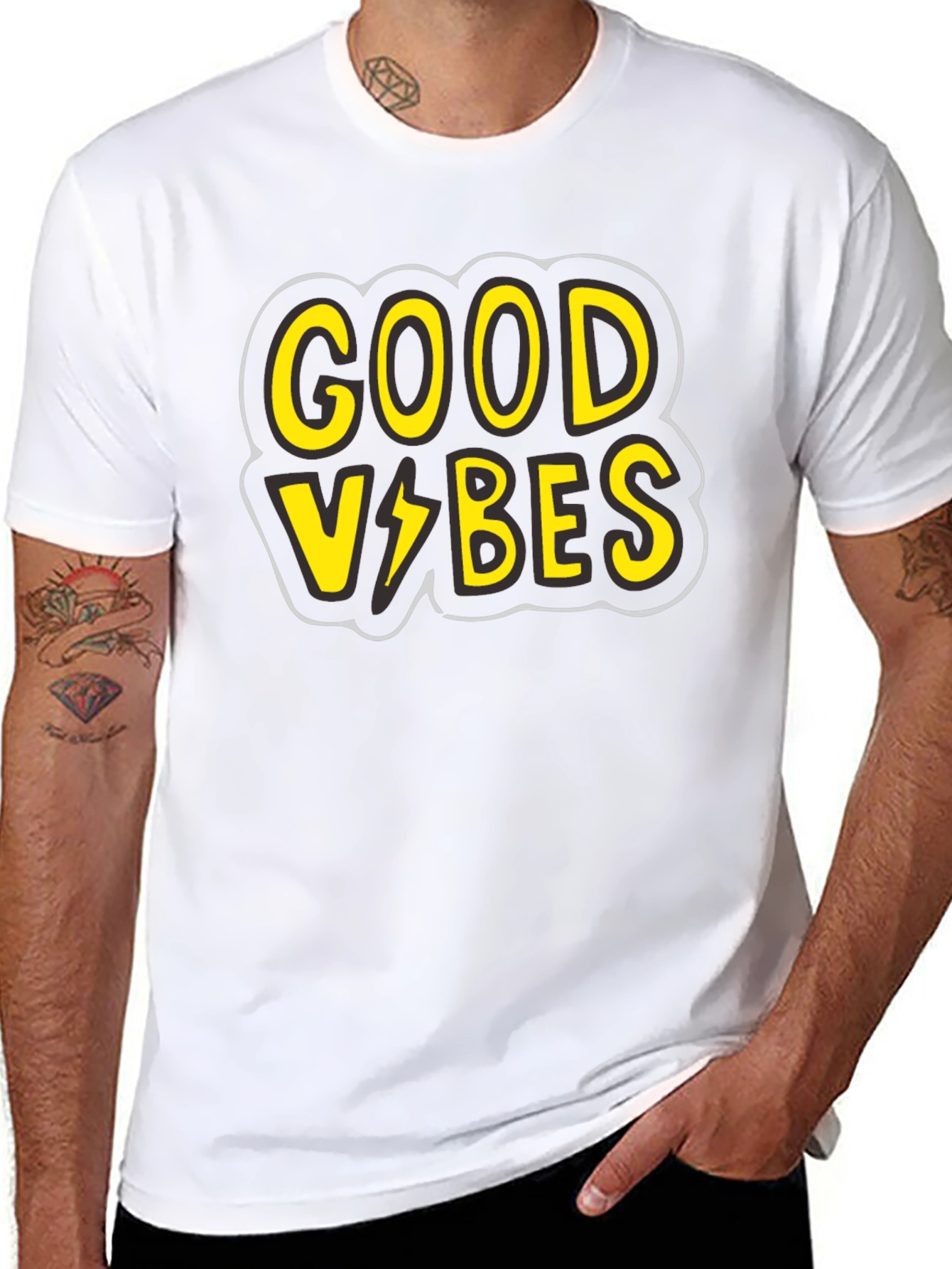 Good Vibes Graphic Tee - Black Cotton T-Shirt - 8