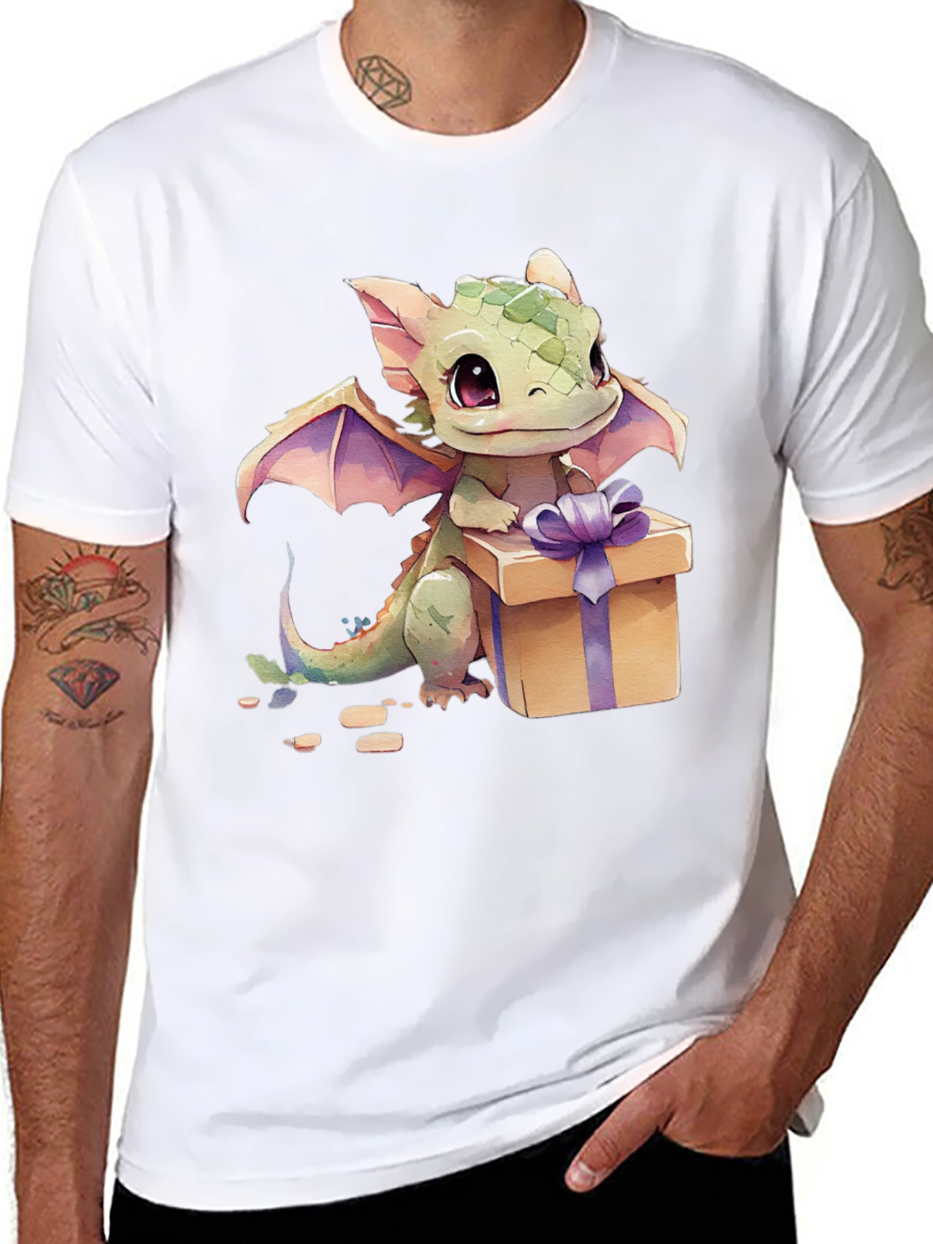 Black Cute Dragon Gift Tee view 8
