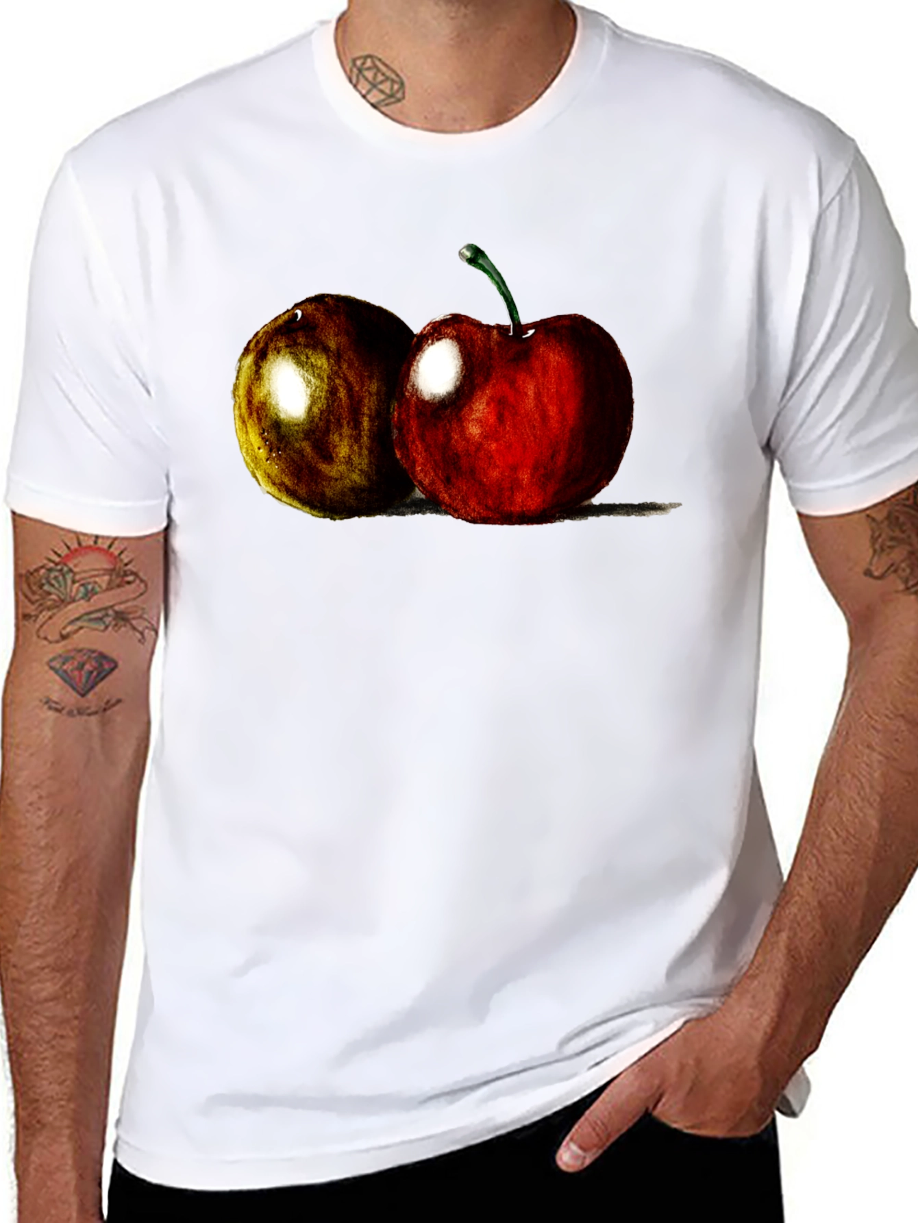 Black Cherry Fruit Graphic Tee - Soft Cotton Blend view 8