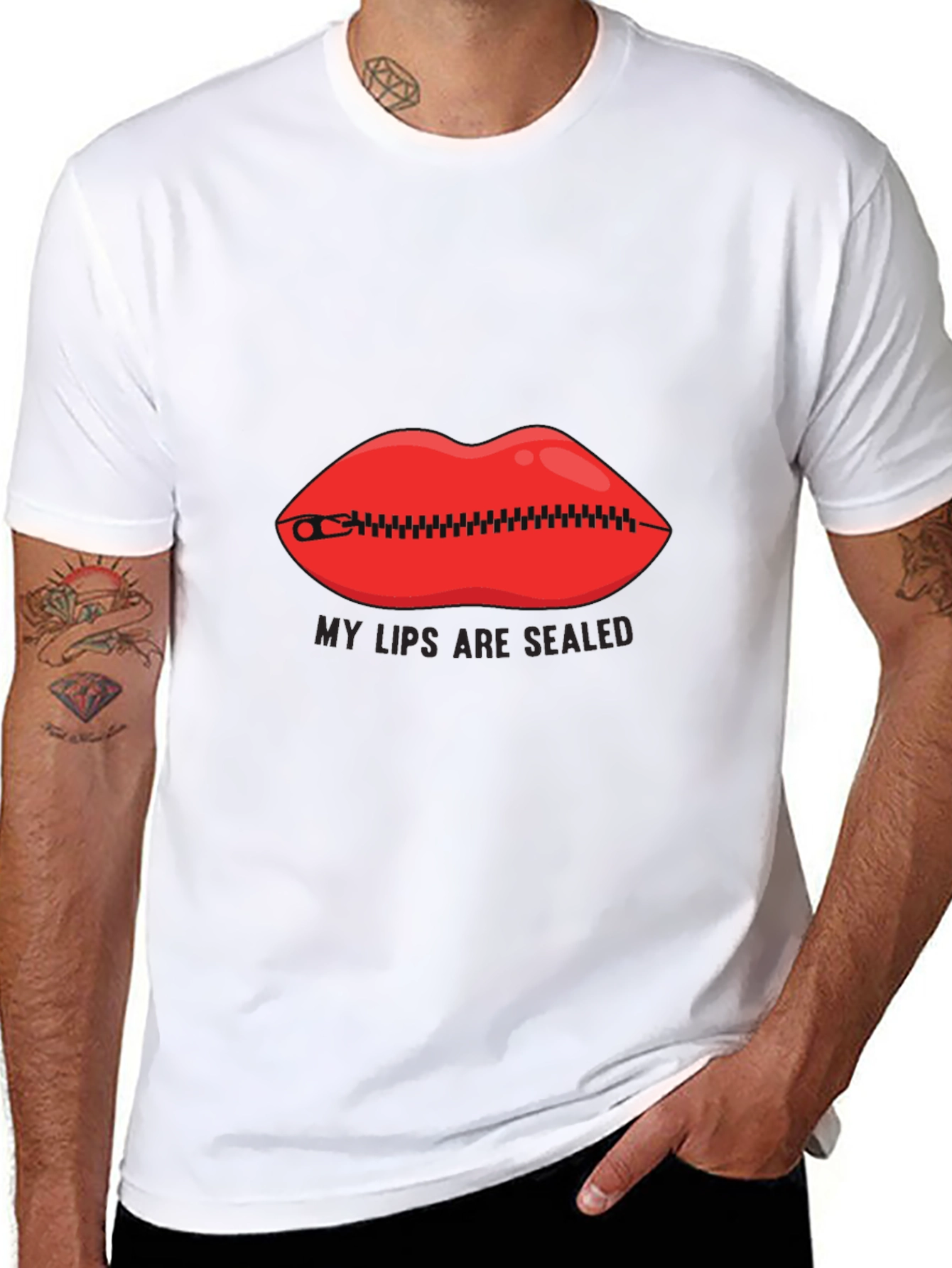 Black My Lips Are Sealed Graphic Tee - Funny Novelty Shirt view 8