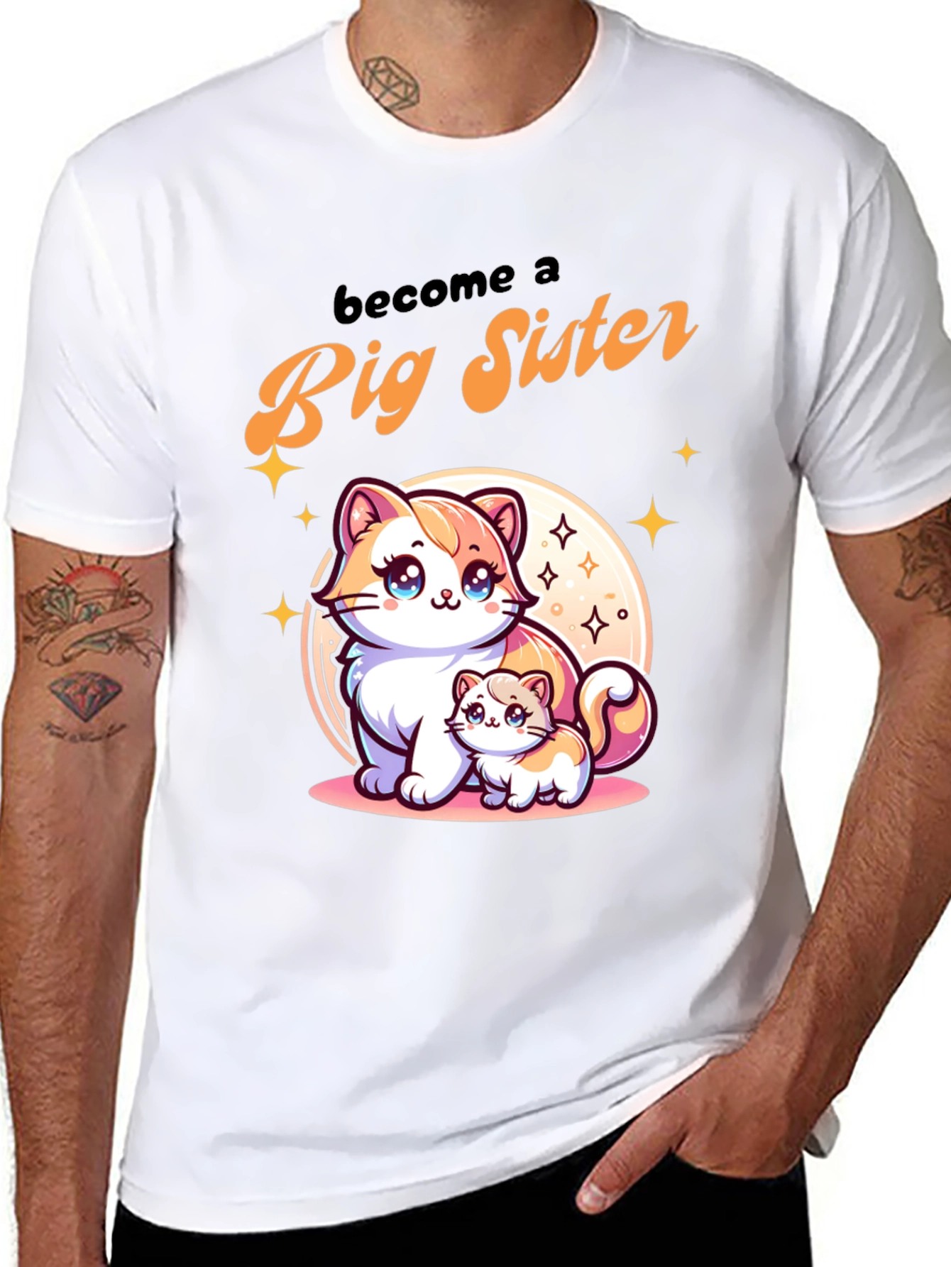 Black Big Sister Cat T-Shirt view 8