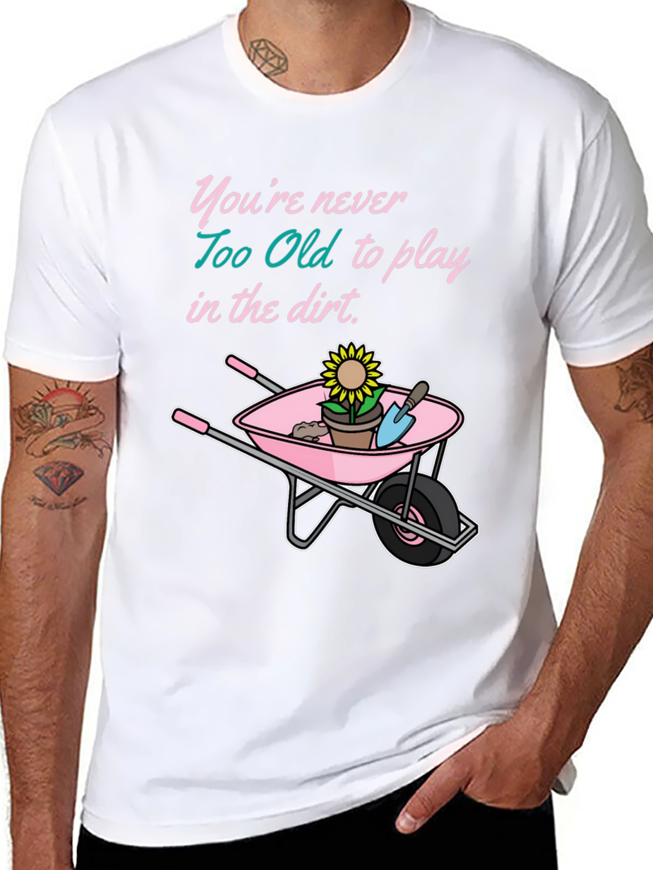 Black Funny Gardening T-Shirt: Never Too Old to Play in the Dirt view 8