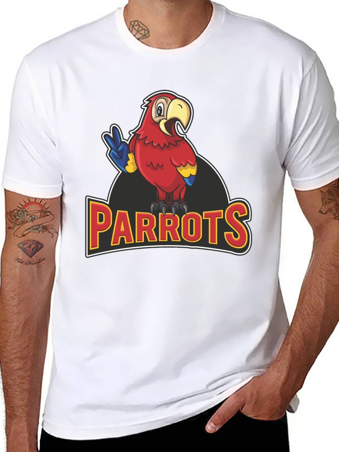 Black Parrots T-Shirt - Black Graphic Tee for Parrot Lovers view 8