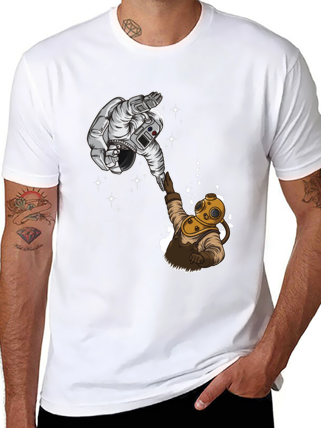 Black Astronaut & Diver T-Shirt - Space & Ocean United view 8