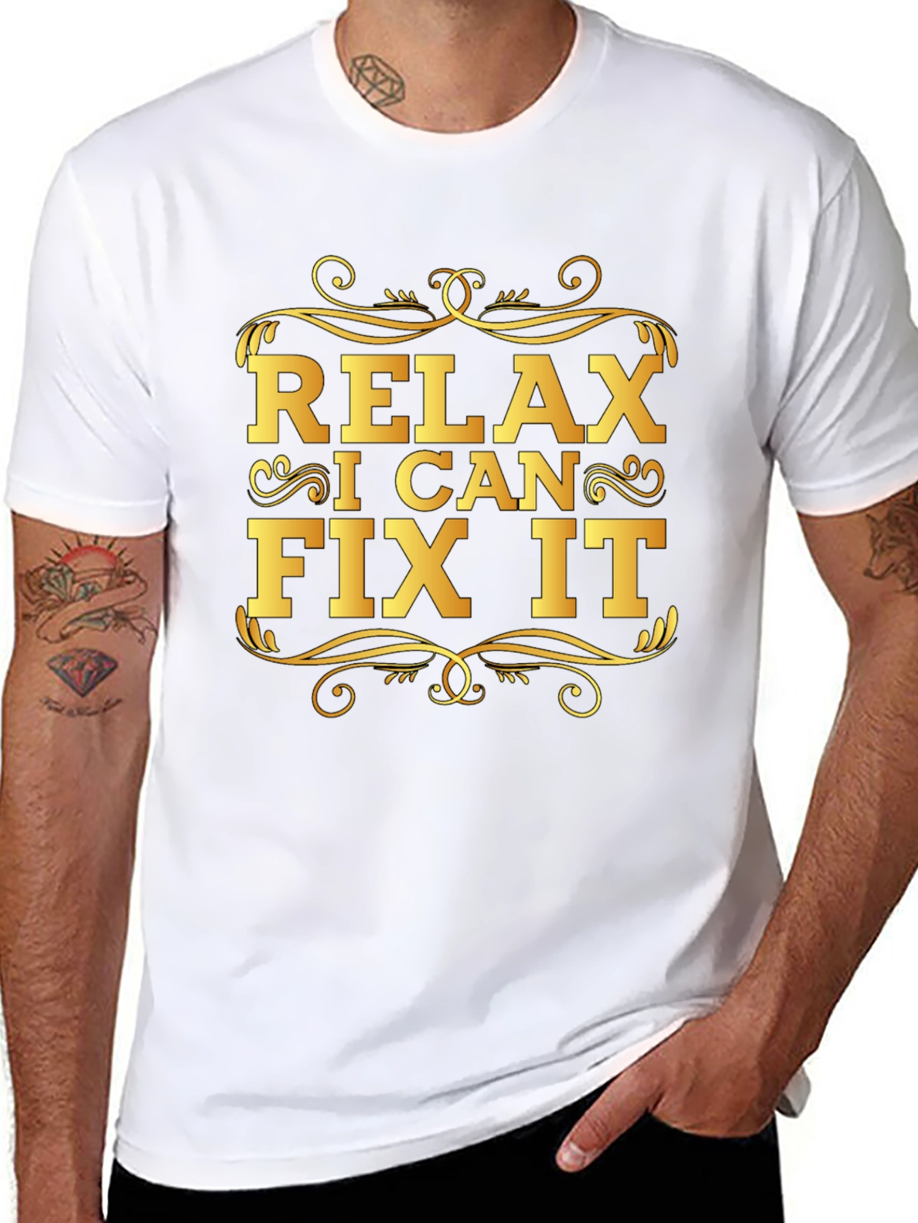 Black Relax I Can Fix It T-Shirt - Funny Graphic Tee view 8