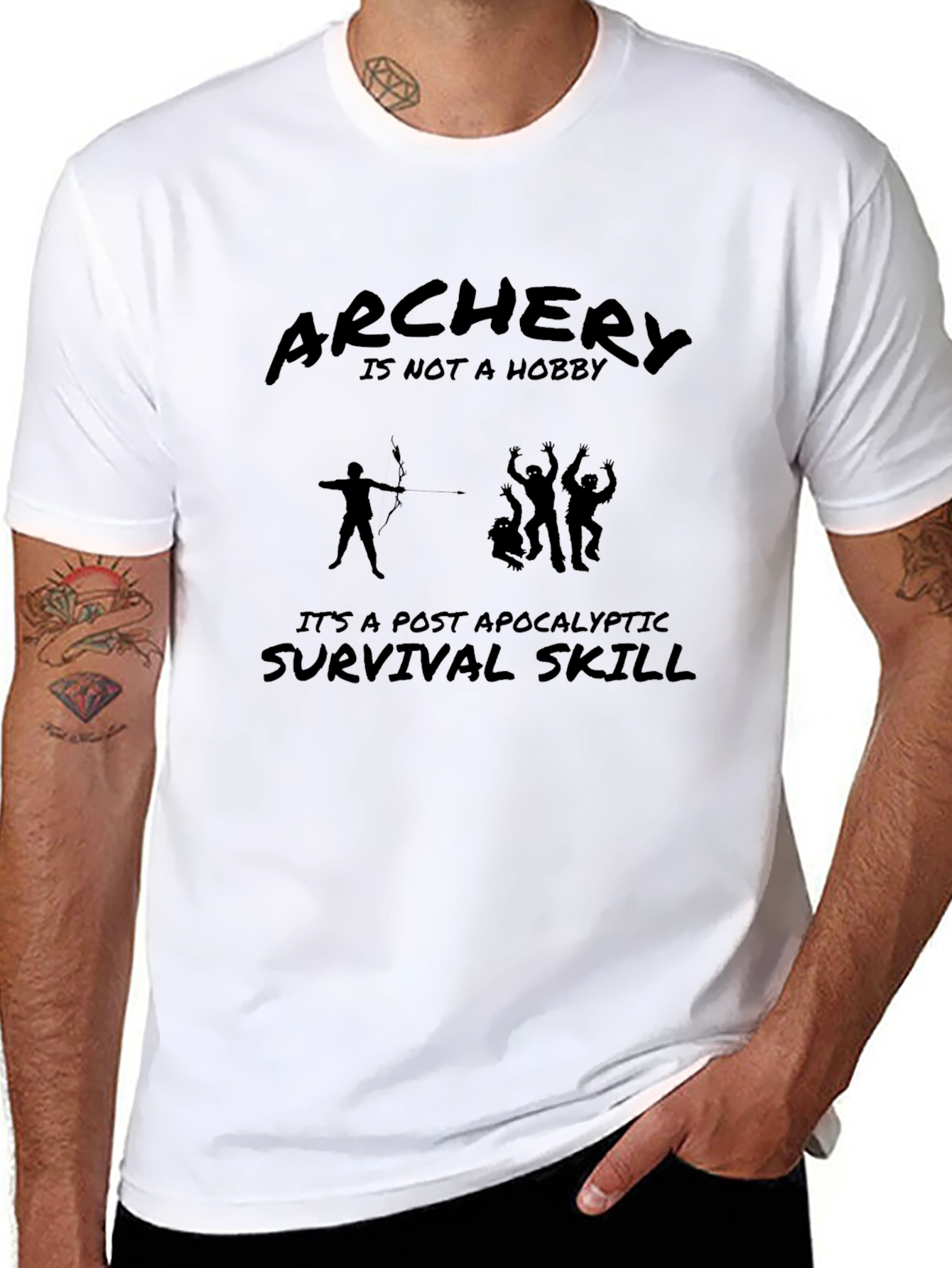 Black Archery Survival Skill Graphic T-Shirt view 8