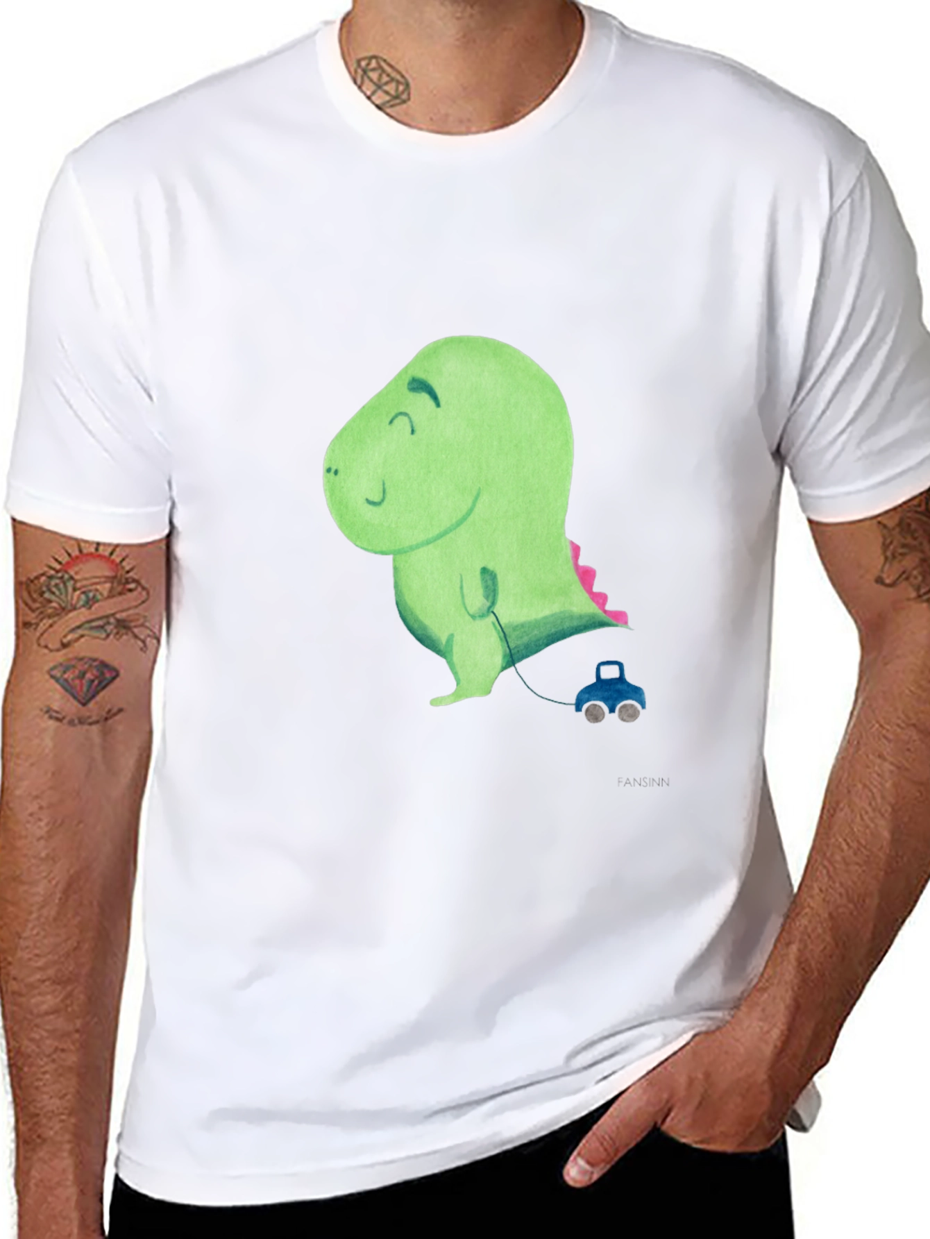 Black Cute Dinosaur Toy Car T-Shirt view 8