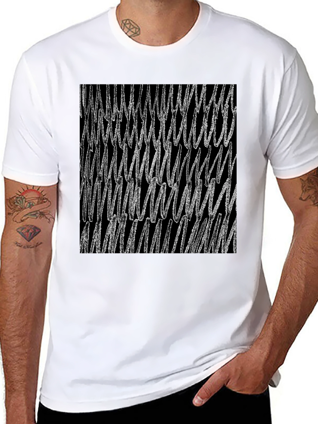 Black Abstract Scribble Graphic Black T-Shirt view 8