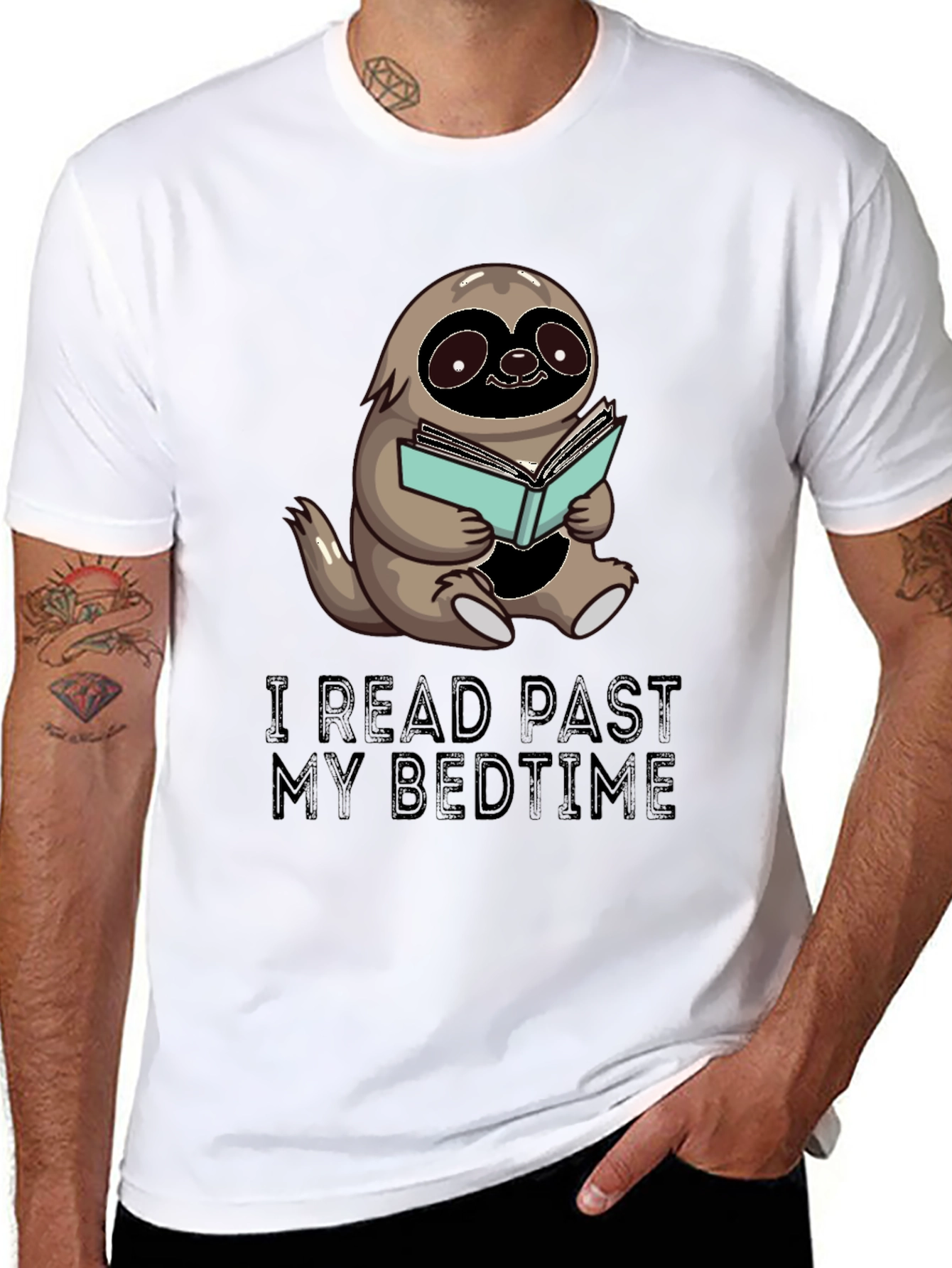 Black Sloth Reading T-Shirt - I Read Past My Bedtime view 8