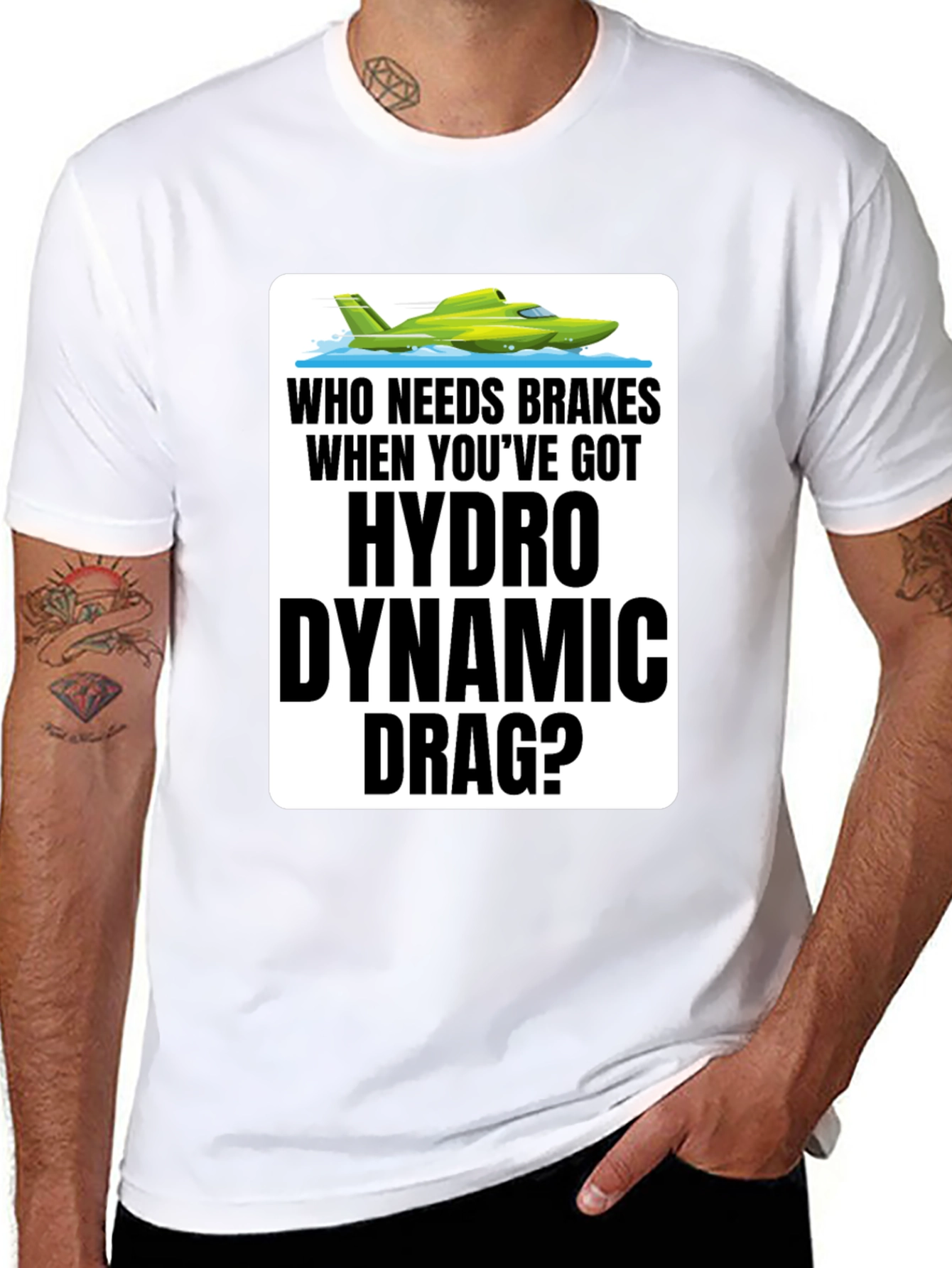 Black Hydro Dynamic Drag T-Shirt - Funny Boating Tee view 8