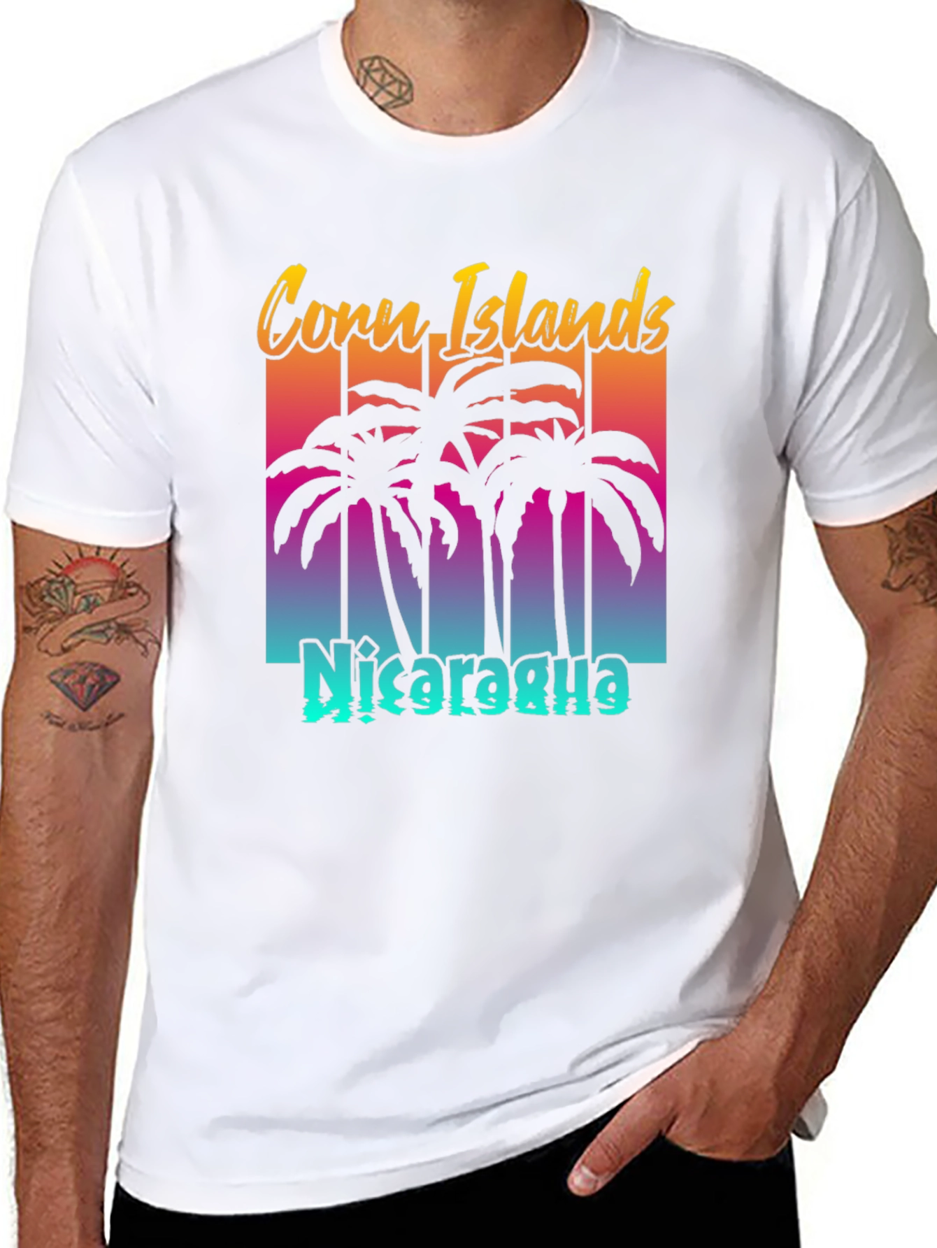Black Corn Islands Nicaragua Tee - Retro Style Graphic T-Shirt view 8