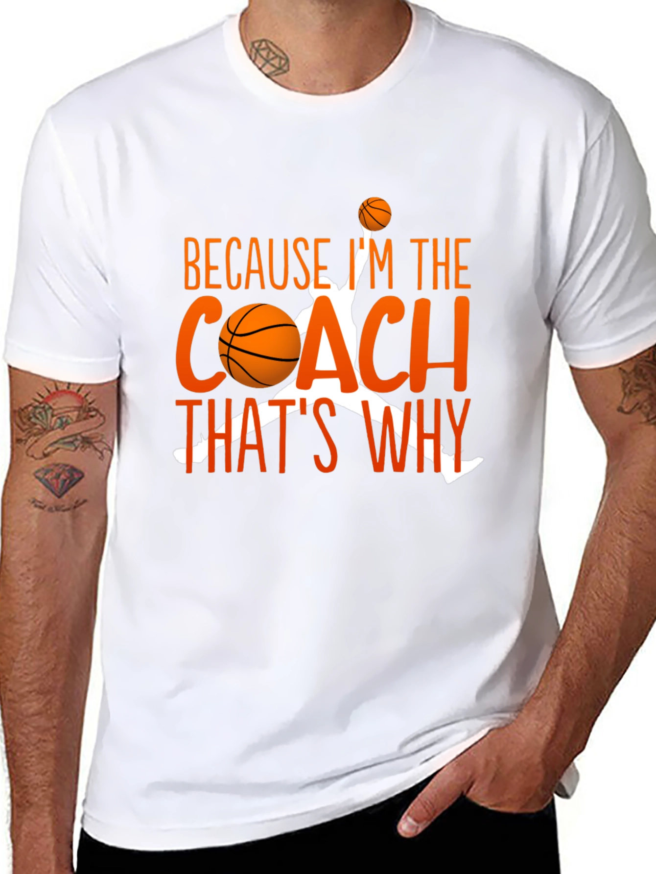 Black Basketball Coach T-Shirt - Because I'm The Coach That's Why view 8