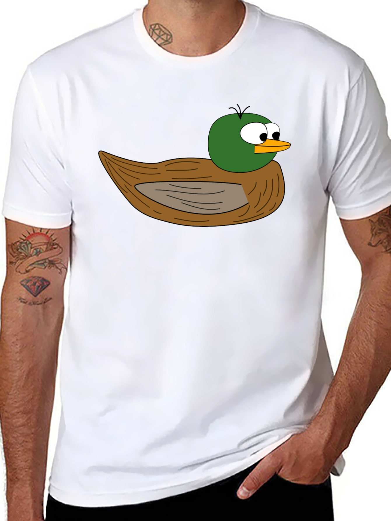 Black Cartoon Duck Graphic Black T-Shirt view 8