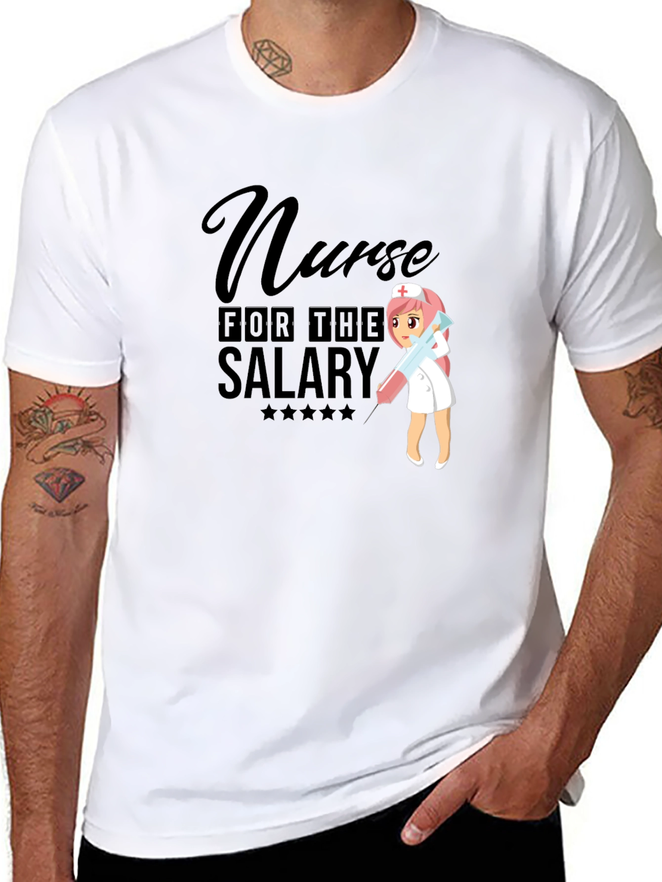 Black Nurse for the Salary Black T-Shirt view 8