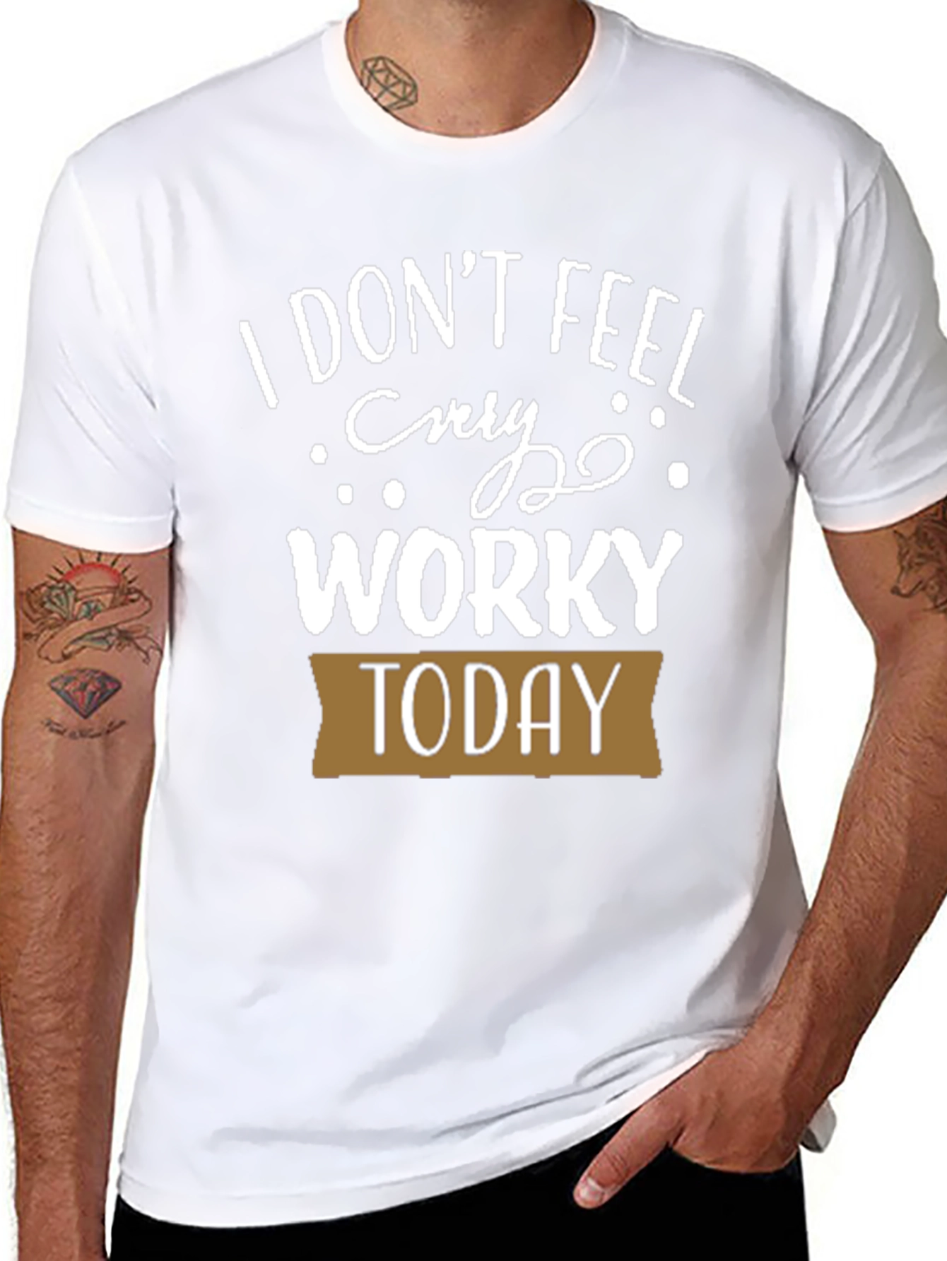 Black Funny I Don't Feel Worky Today T-Shirt view 8