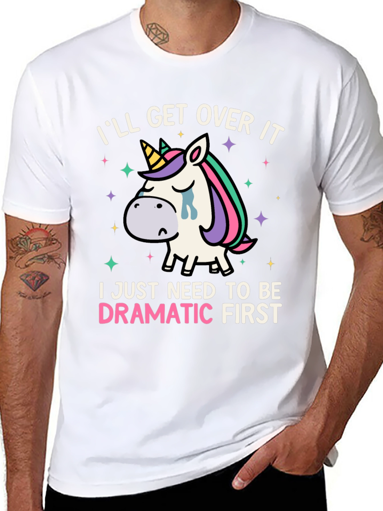 Black Dramatic Unicorn T-Shirt - Funny Graphic Tee view 8