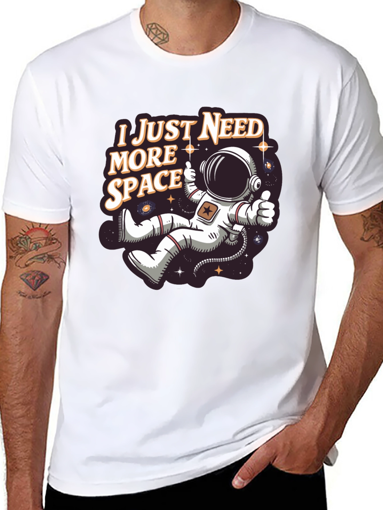 Black I Just Need More Space T-Shirt - Astronaut Design view 8