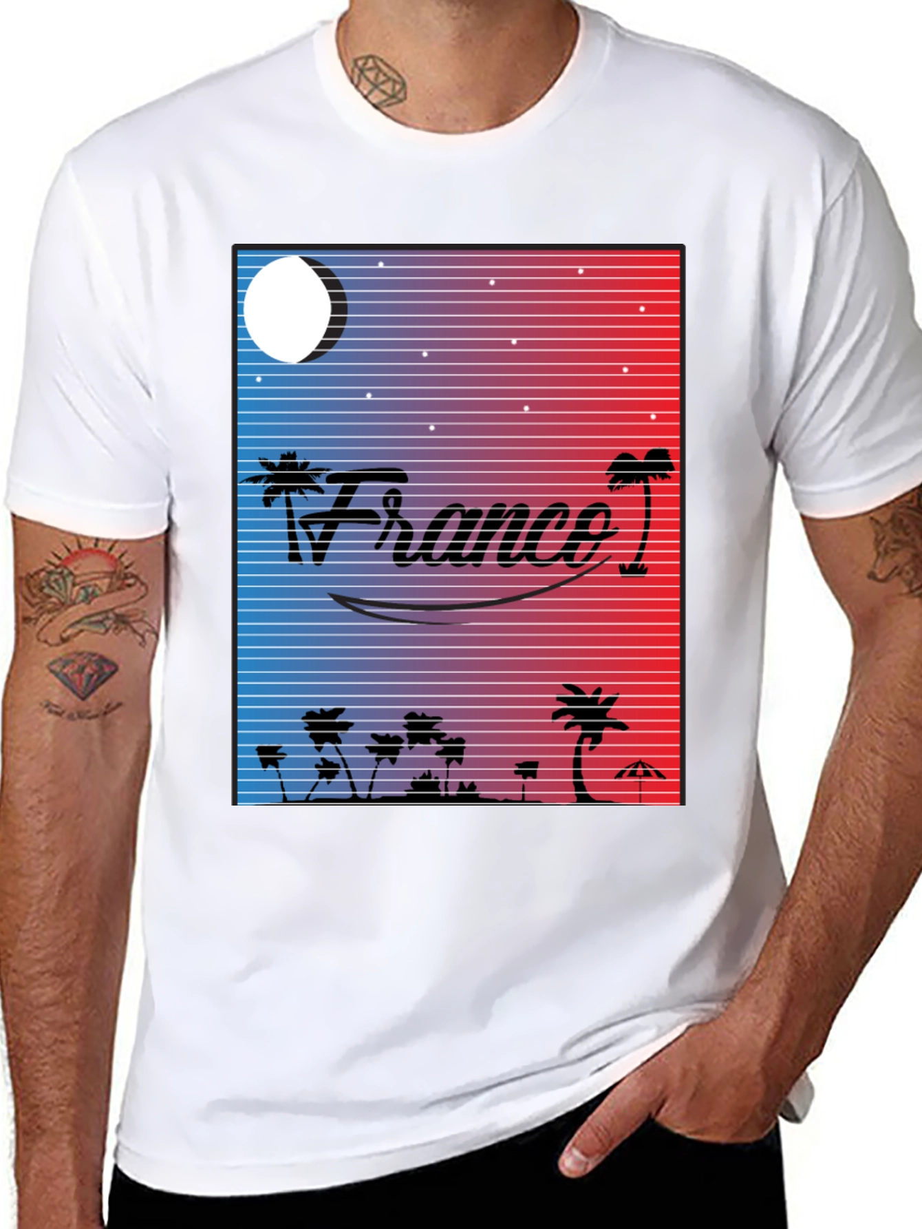 Black France Retro Graphic T-Shirt - Black view 8