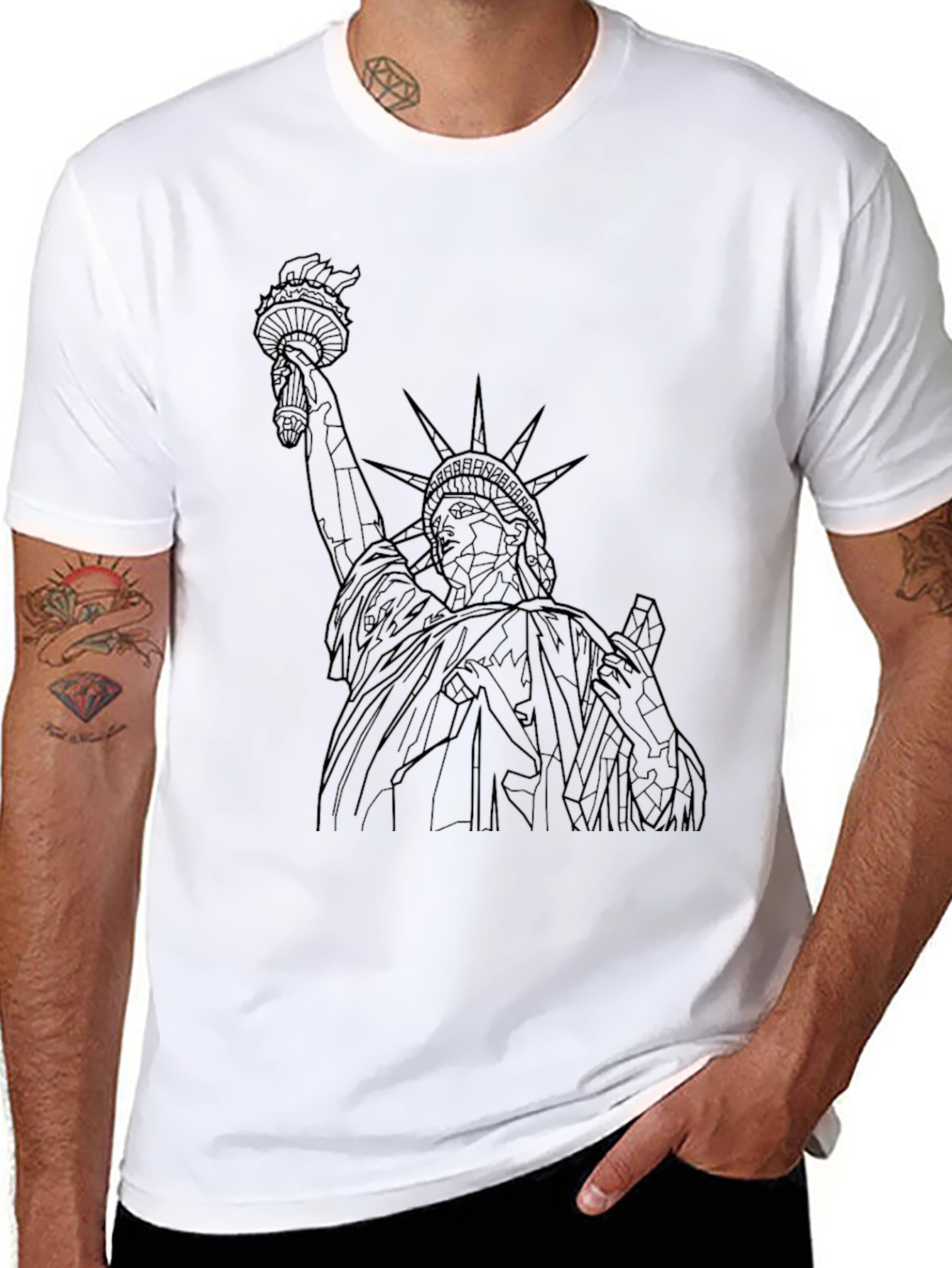 Black Statue of Liberty Graphic Tee - Black view 8