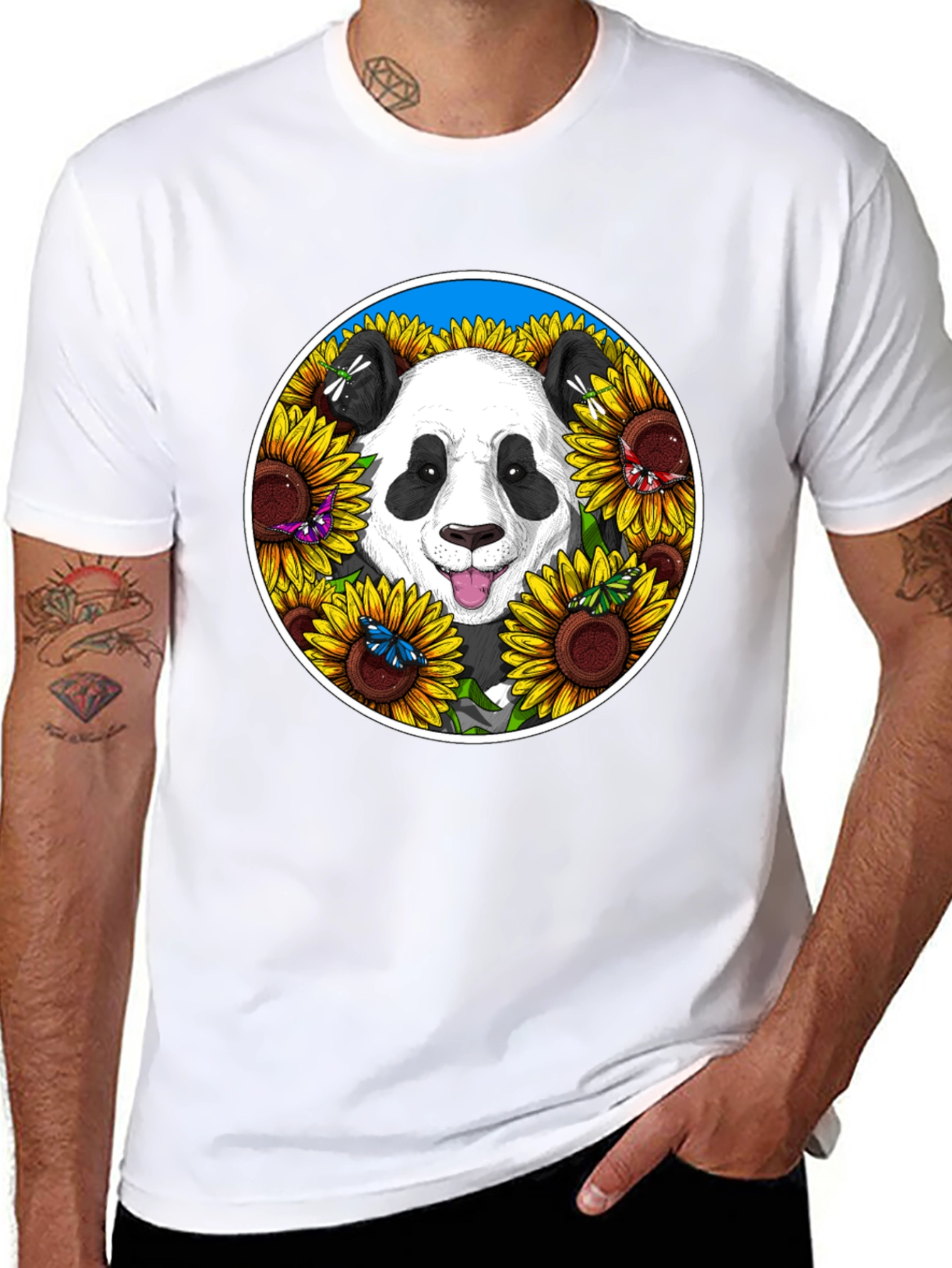 Black Panda Sunflower Graphic Tee view 8