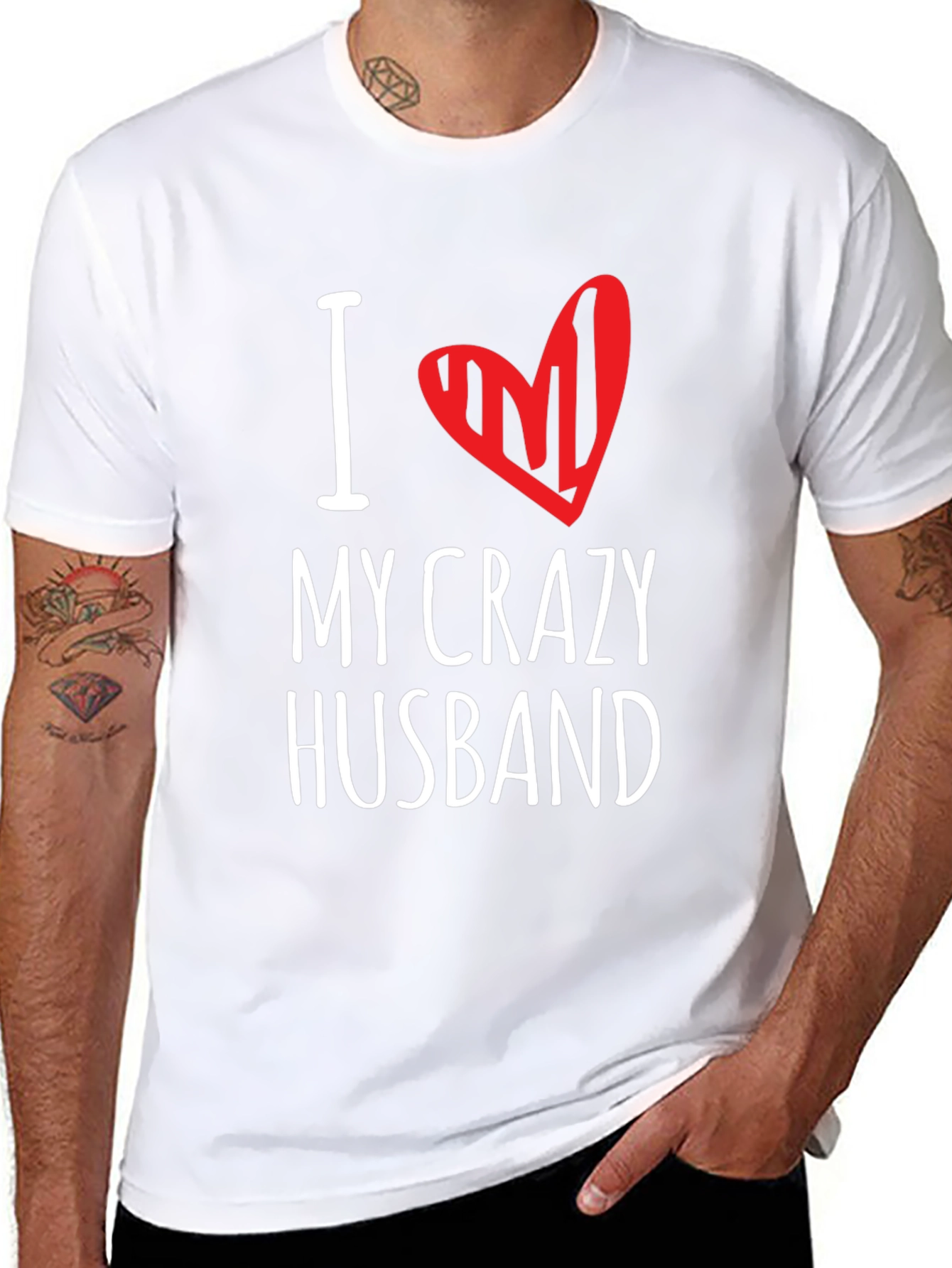 Black I Heart My Crazy Husband Black Graphic T-Shirt view 8