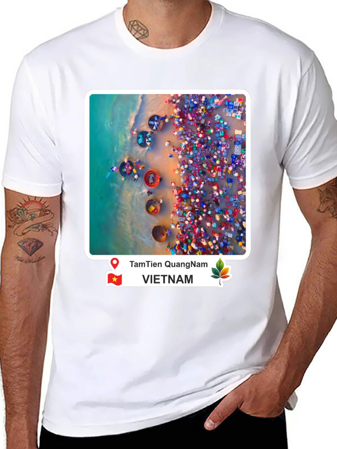 Black Vietnam Coastal Scene Graphic T-Shirt view 8