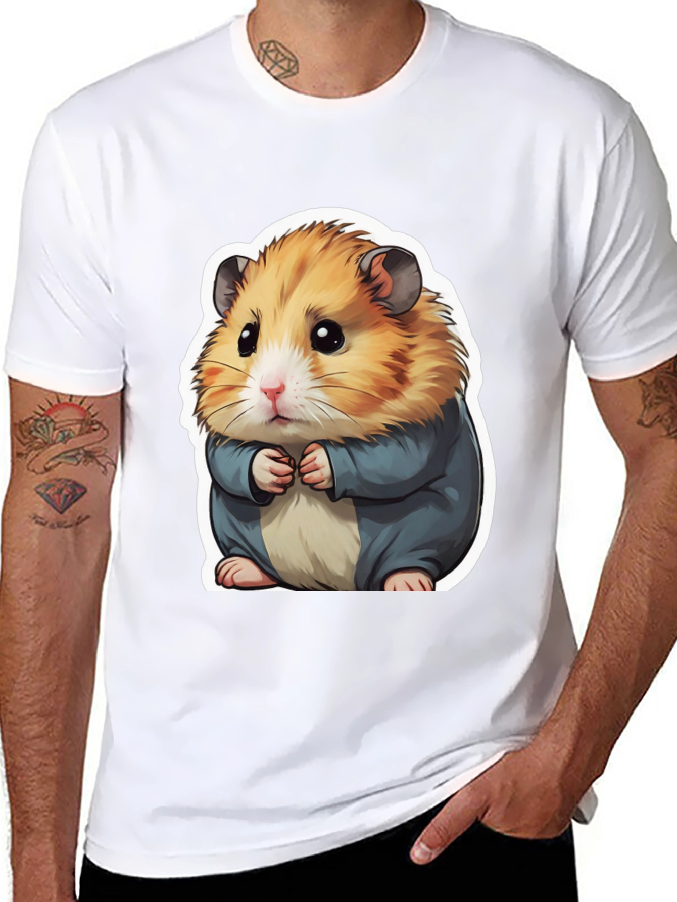 Black Cute Hamster Graphic Tee - Soft & Stylish view 8