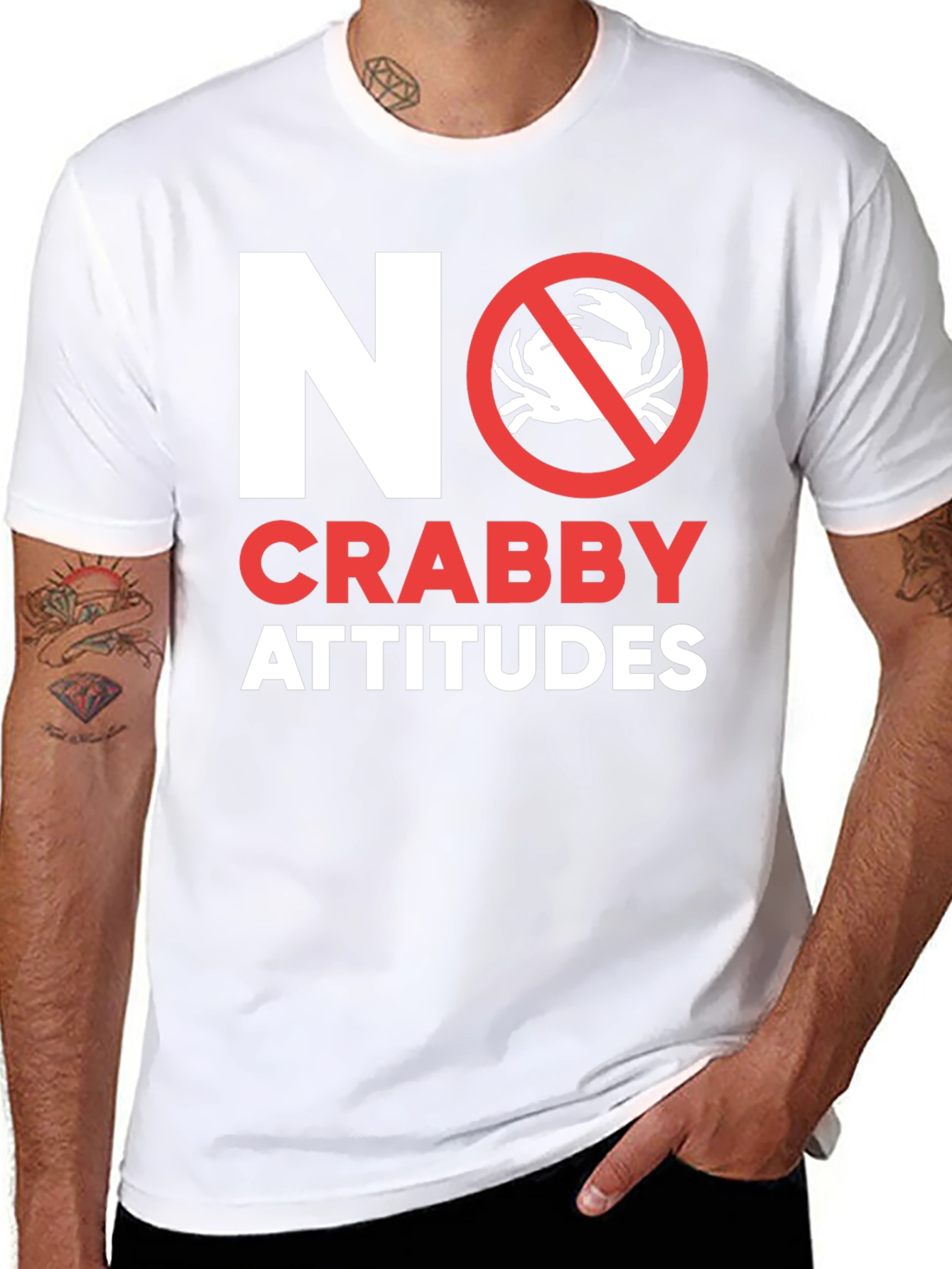 Black No Crabby Attitudes T-Shirt - Funny Graphic Tee view 8