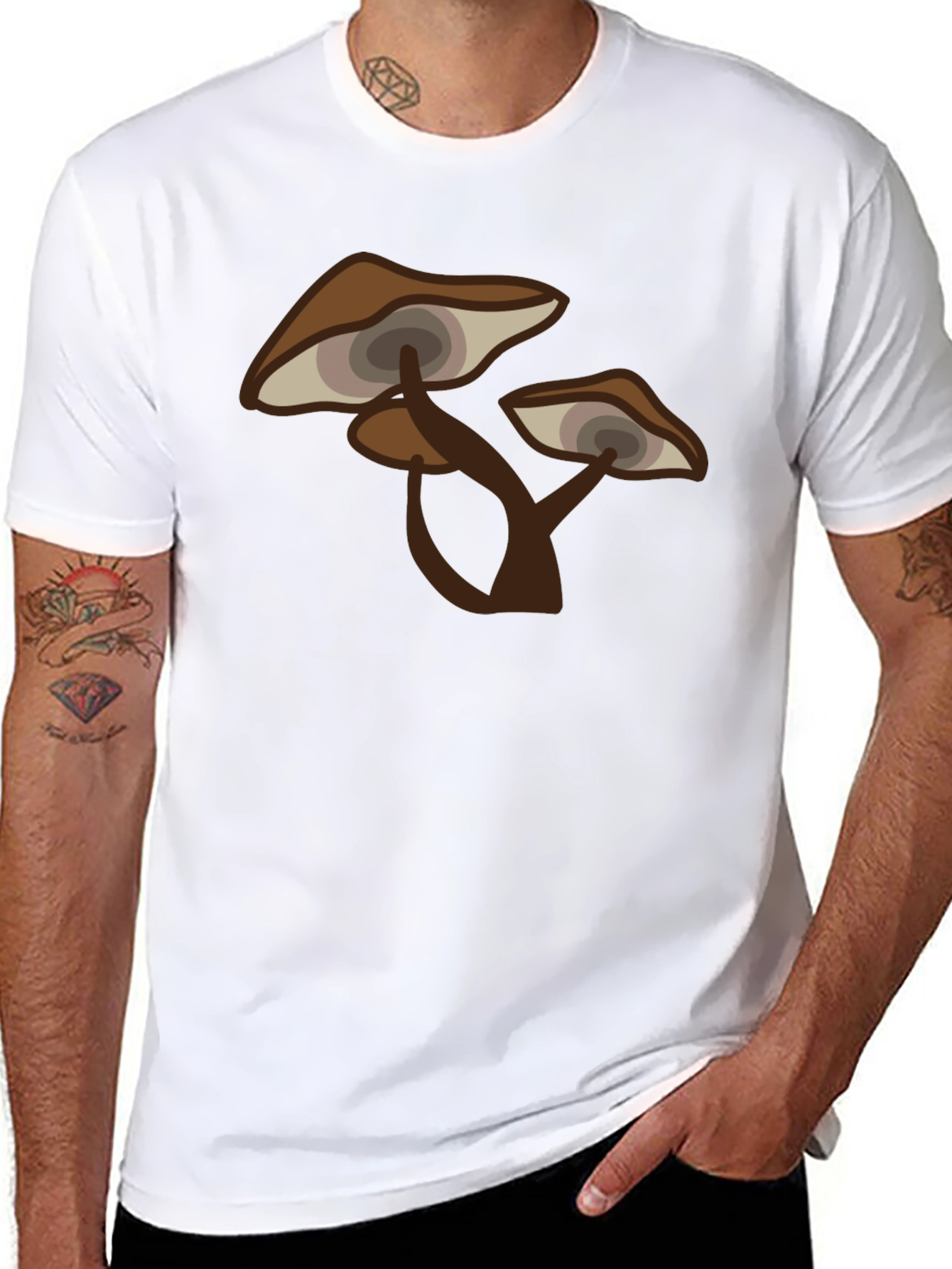 Black Psychedelic Mushroom Graphic Tee - Men's Black T-Shirt view 8