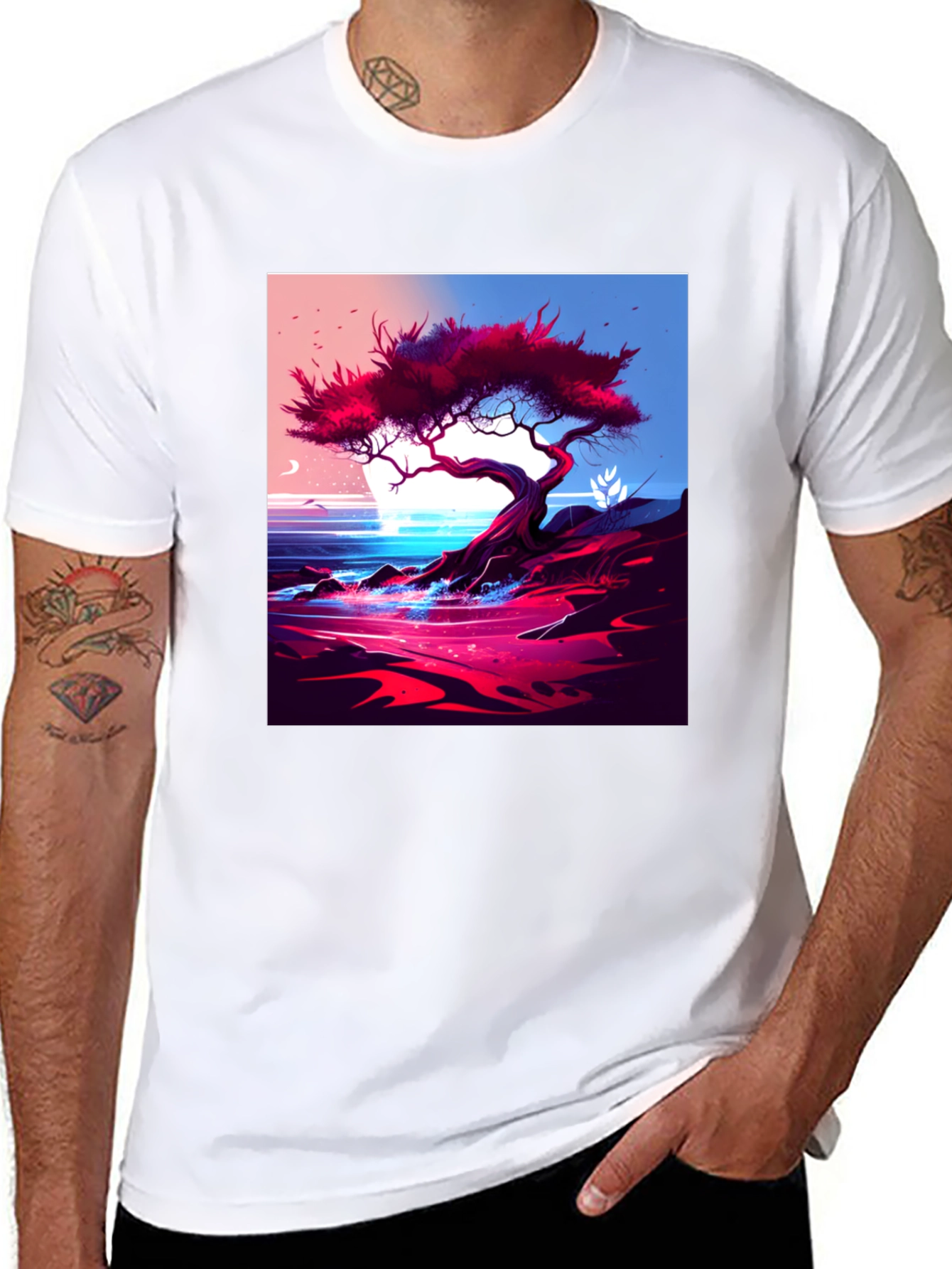 Black Tree on the Shoreline Graphic Tee view 8